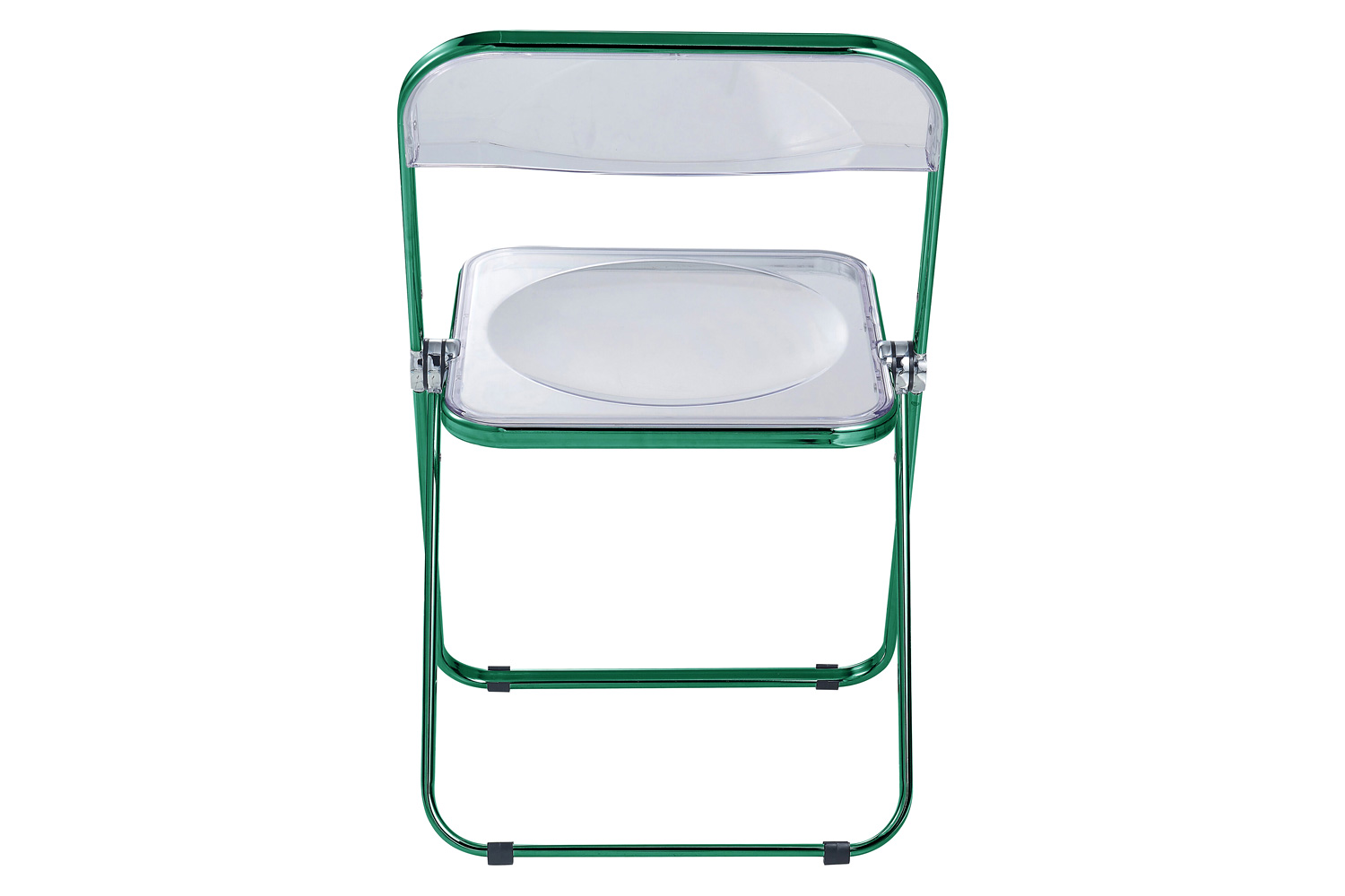 LeisureMod Lawrence Acrylic Folding Chair with Color Metal Frame - Green