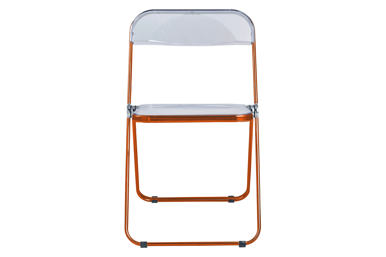 LeisureMod Lawrence Acrylic Folding Chair with Color Metal Frame - Orange