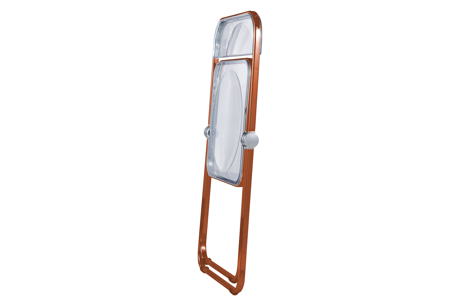 LeisureMod Lawrence Acrylic Folding Chair with Color Metal Frame - Orange