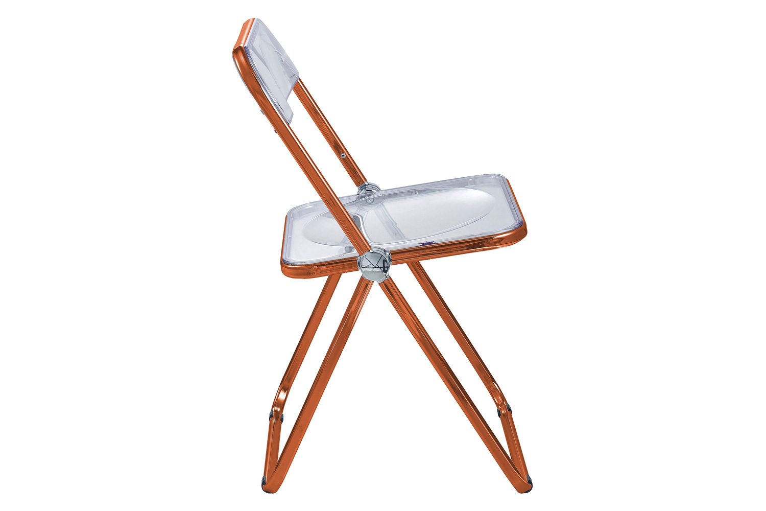 LeisureMod Lawrence Acrylic Folding Chair with Color Metal Frame - Orange