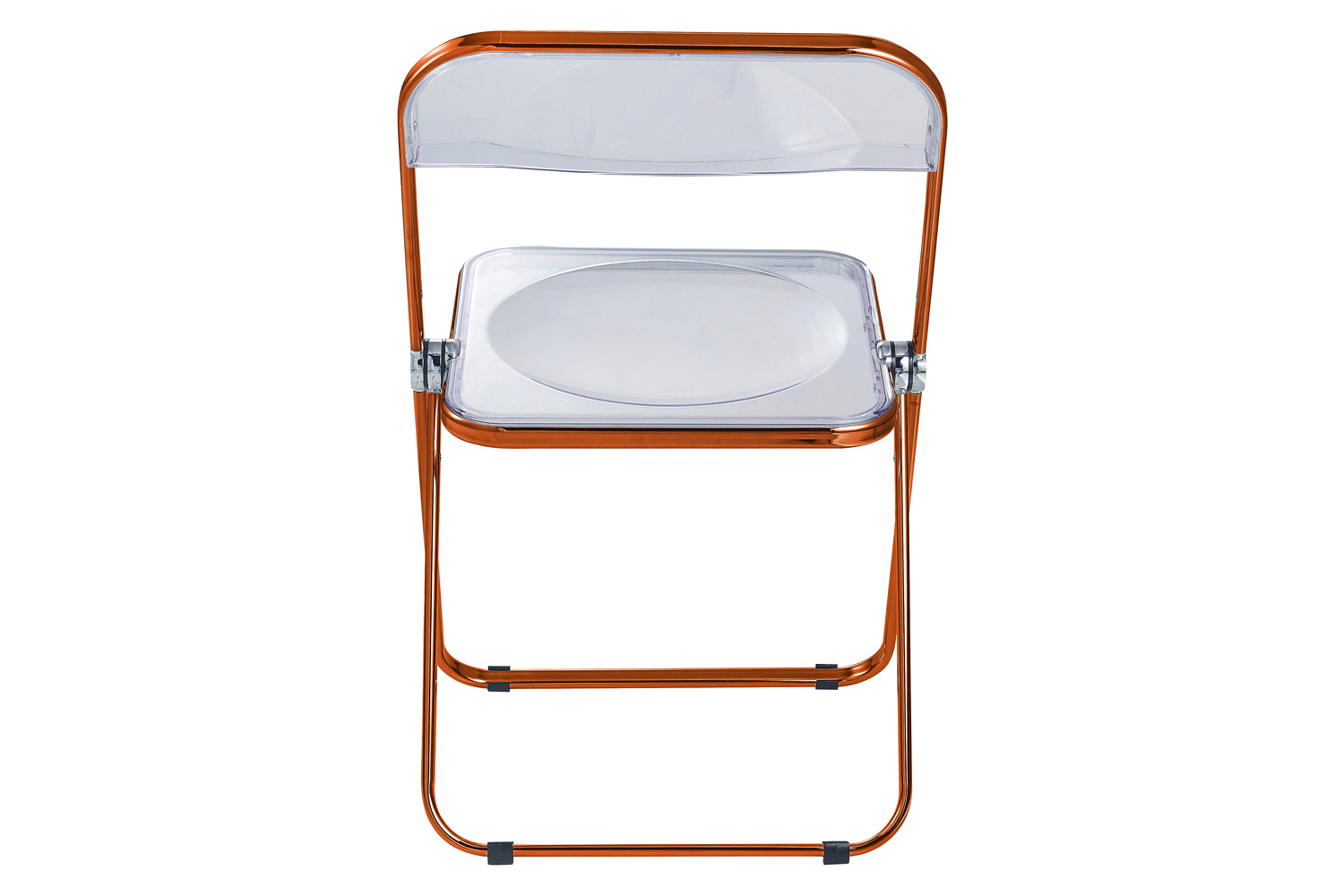 LeisureMod Lawrence Acrylic Folding Chair with Color Metal Frame - Orange