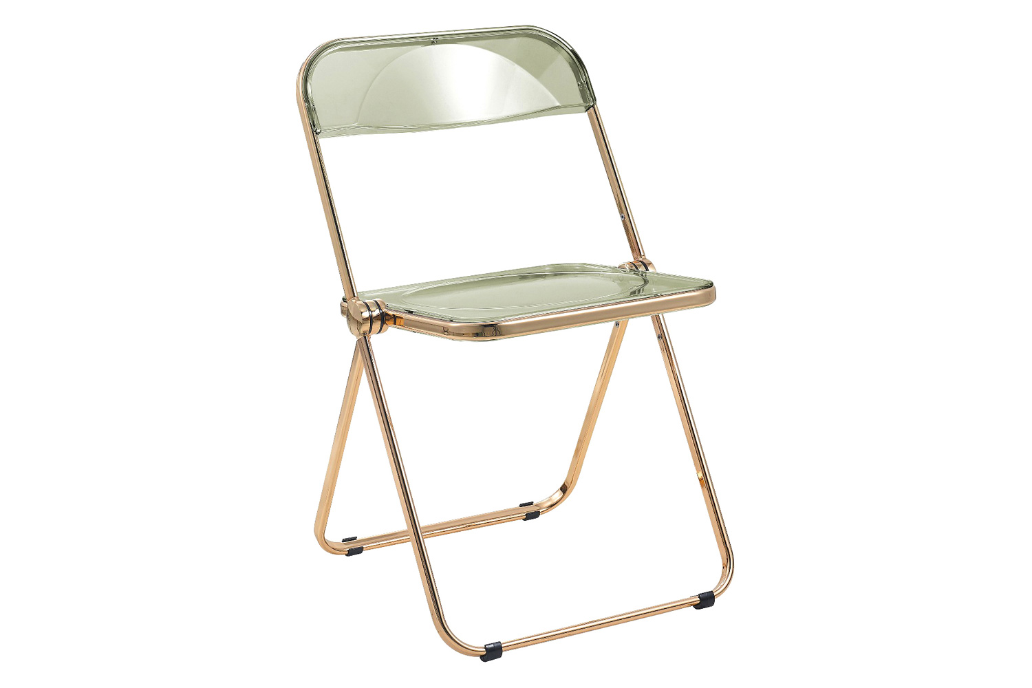 LeisureMod Lawrence Acrylic Folding Chair with Chrome Metal Frame