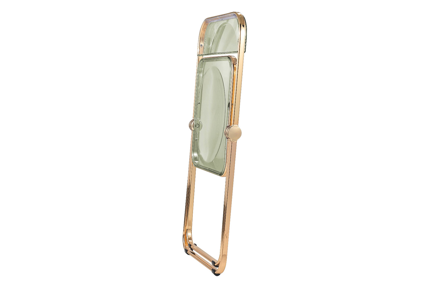 LeisureMod Lawrence Acrylic Folding Chair with Gold Metal Frame - Amber