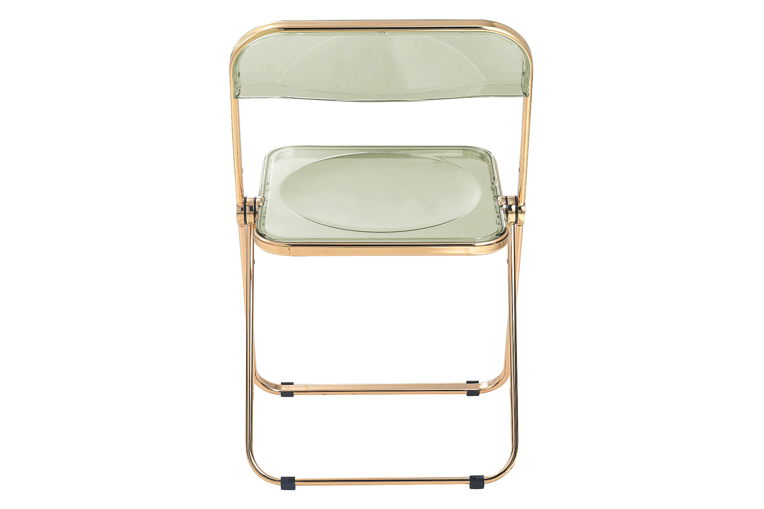 LeisureMod Lawrence Acrylic Folding Chair with Gold Metal Frame - Amber