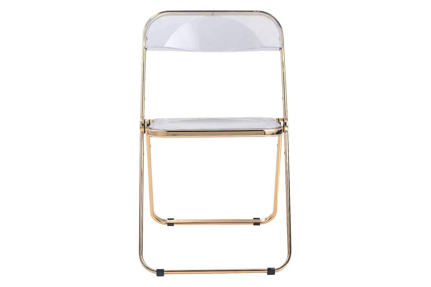 LeisureMod Lawrence Acrylic Folding Chair with Gold Metal Frame - Clear