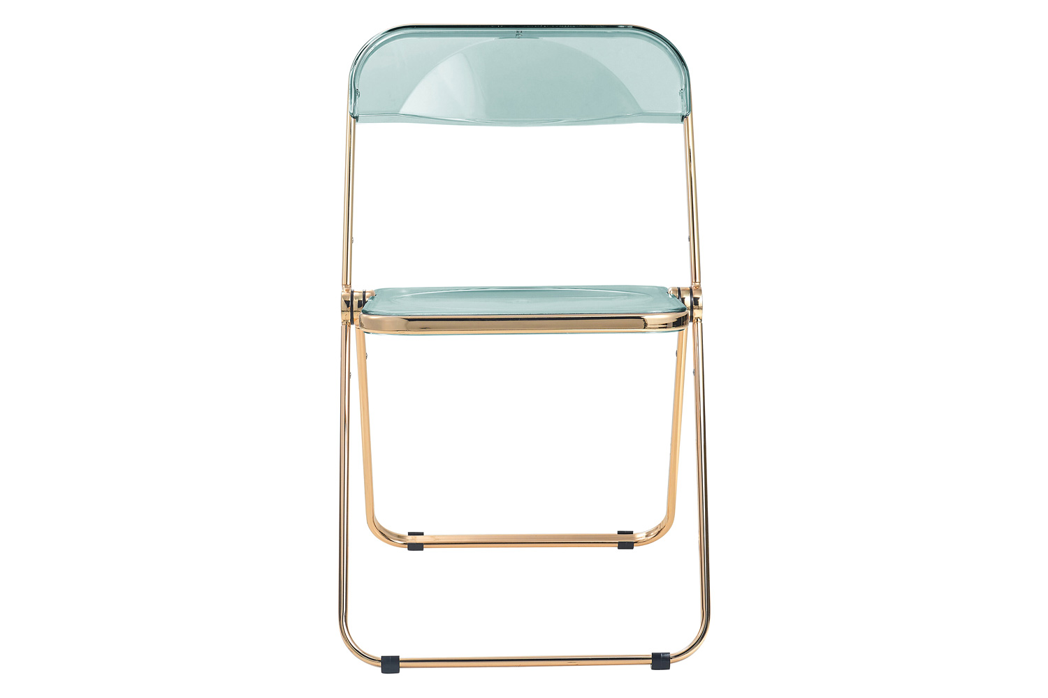 LeisureMod Lawrence Acrylic Folding Chair with Gold Metal Frame - Jade/Green