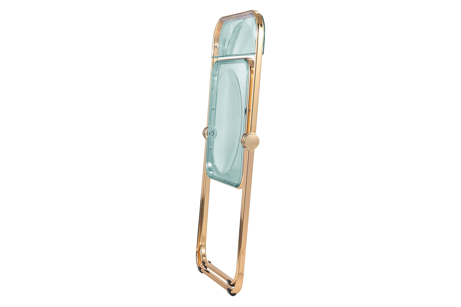 LeisureMod Lawrence Acrylic Folding Chair with Gold Metal Frame - Jade/Green