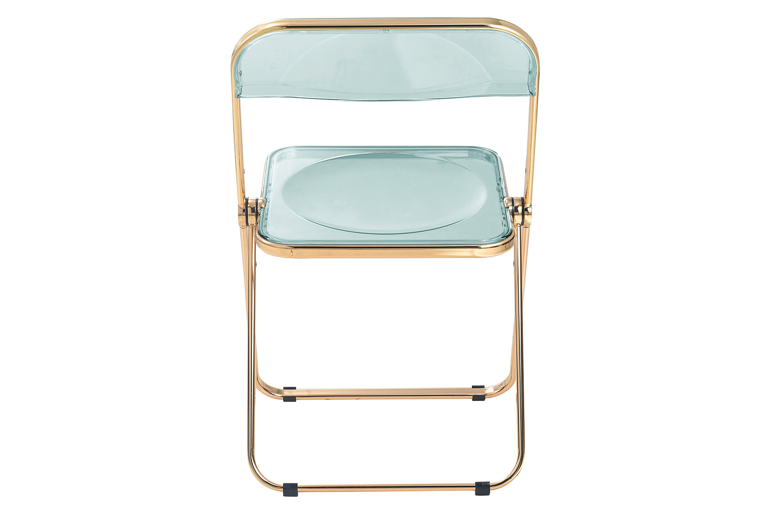 LeisureMod Lawrence Acrylic Folding Chair with Gold Metal Frame - Jade/Green