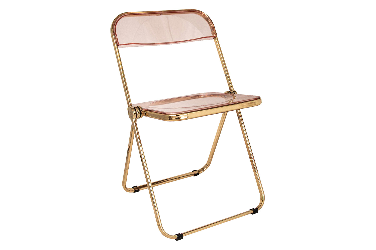 LeisureMod Lawrence Acrylic Folding Chair with Chrome Metal Frame