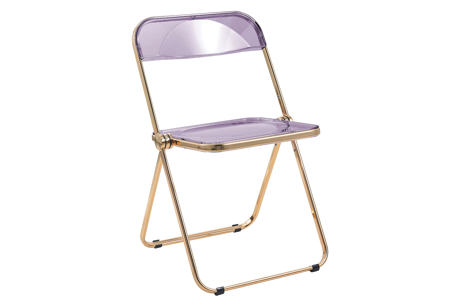 LeisureMod Lawrence Acrylic Folding Chair with Chrome Metal Frame