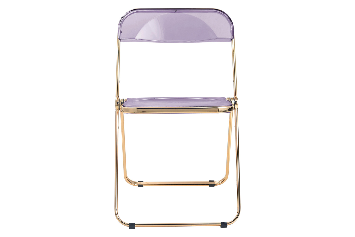 LeisureMod Lawrence Acrylic Folding Chair with Gold Metal Frame - Magenta