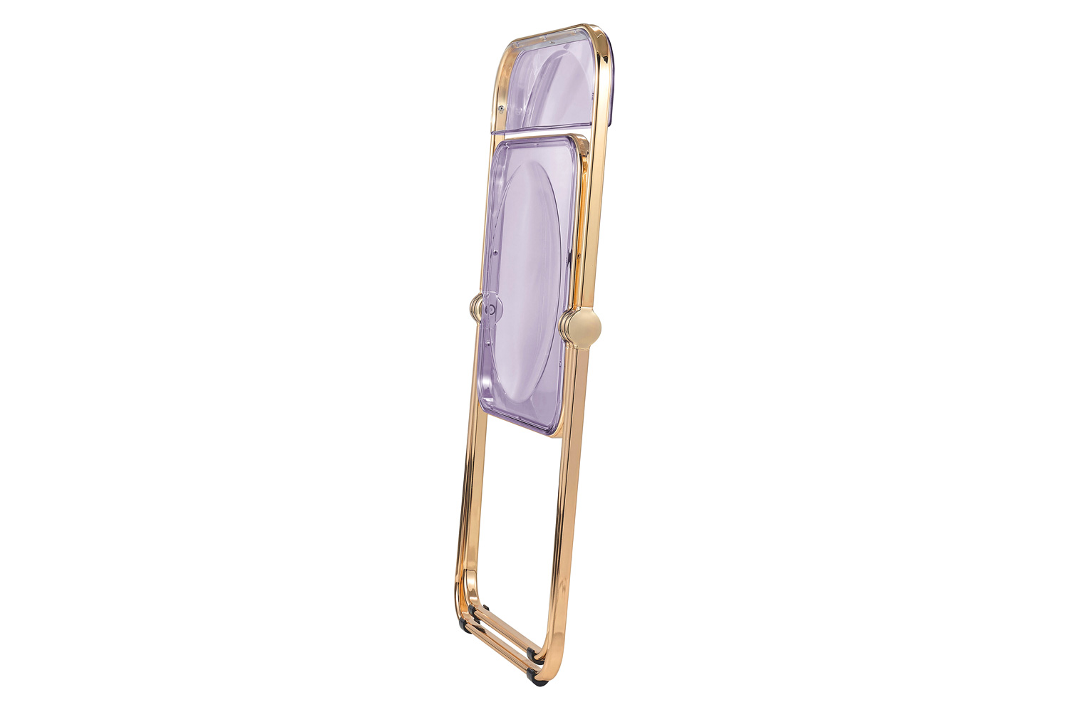 LeisureMod Lawrence Acrylic Folding Chair with Gold Metal Frame - Magenta