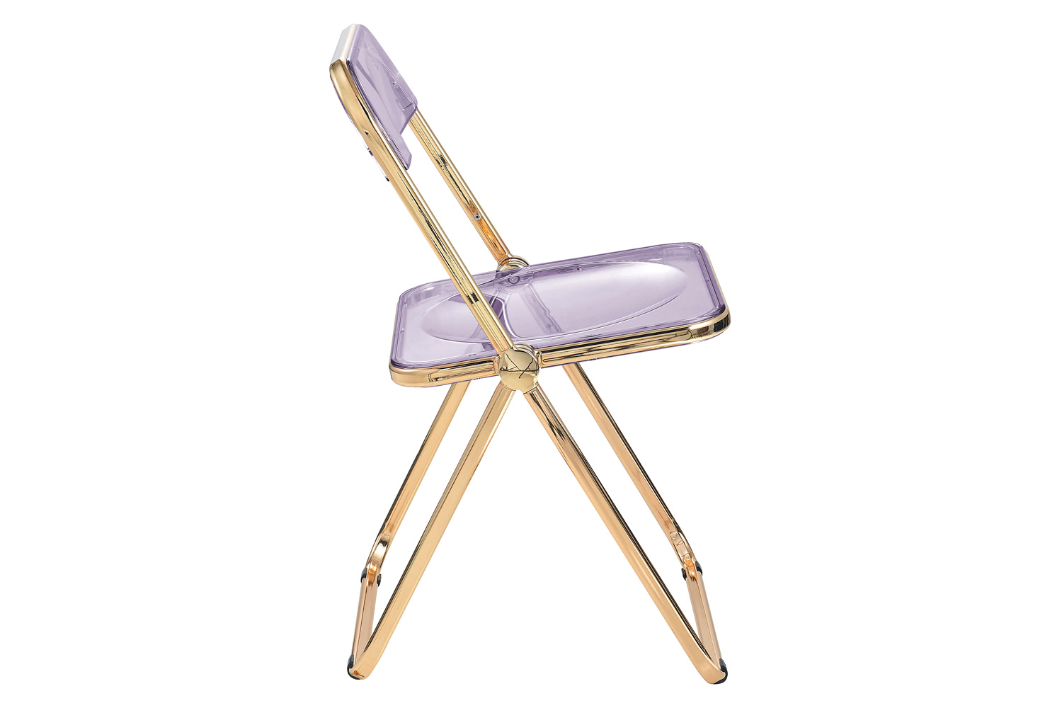 LeisureMod Lawrence Acrylic Folding Chair with Gold Metal Frame - Magenta