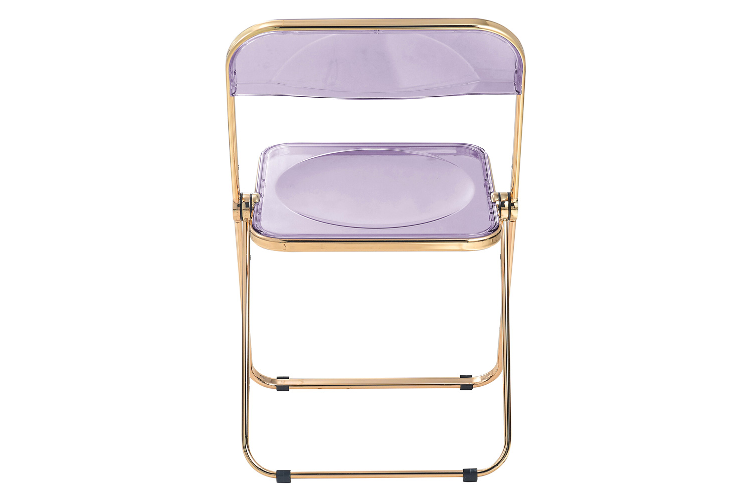 LeisureMod Lawrence Acrylic Folding Chair with Gold Metal Frame - Magenta