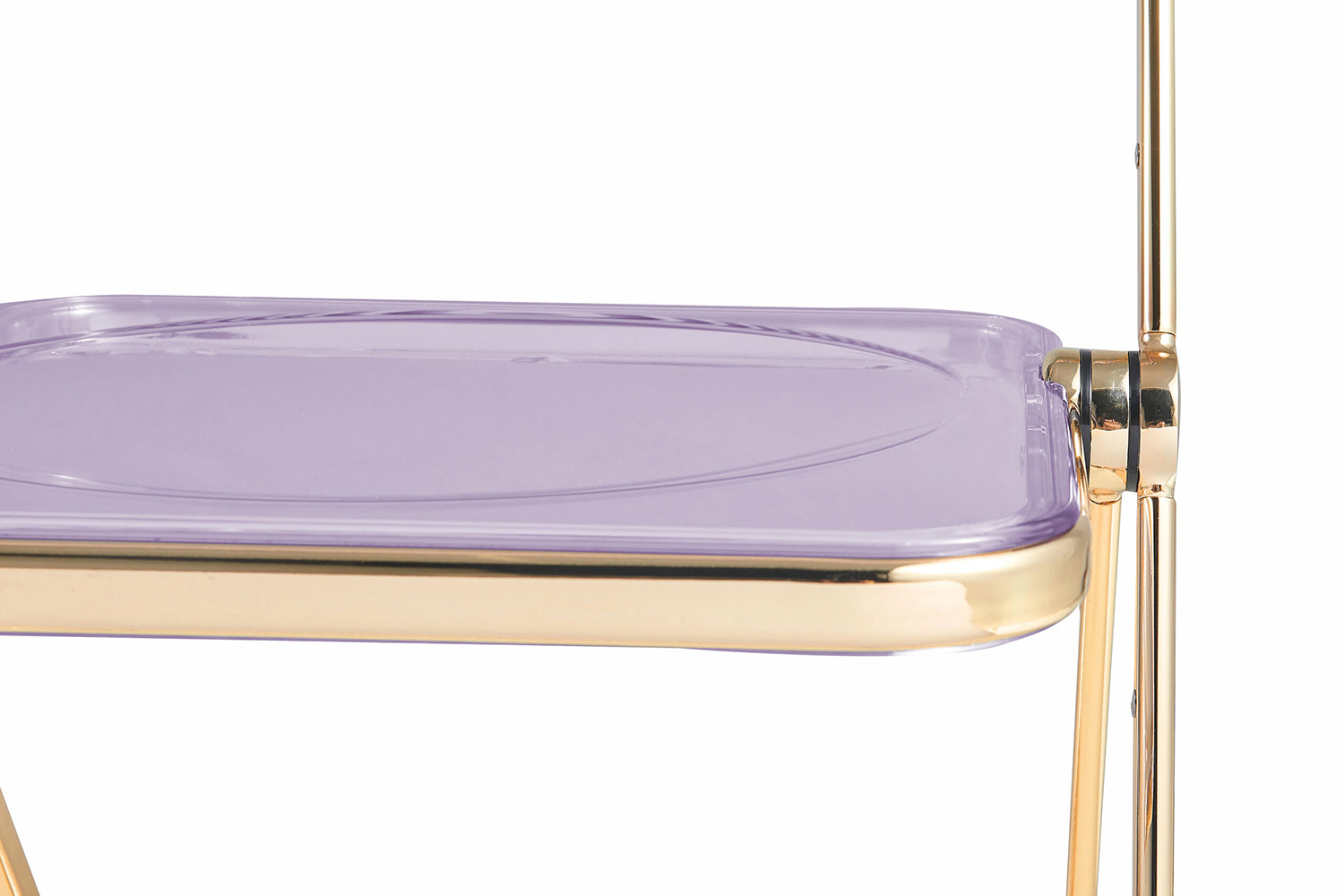 LeisureMod Lawrence Acrylic Folding Chair with Gold Metal Frame - Magenta