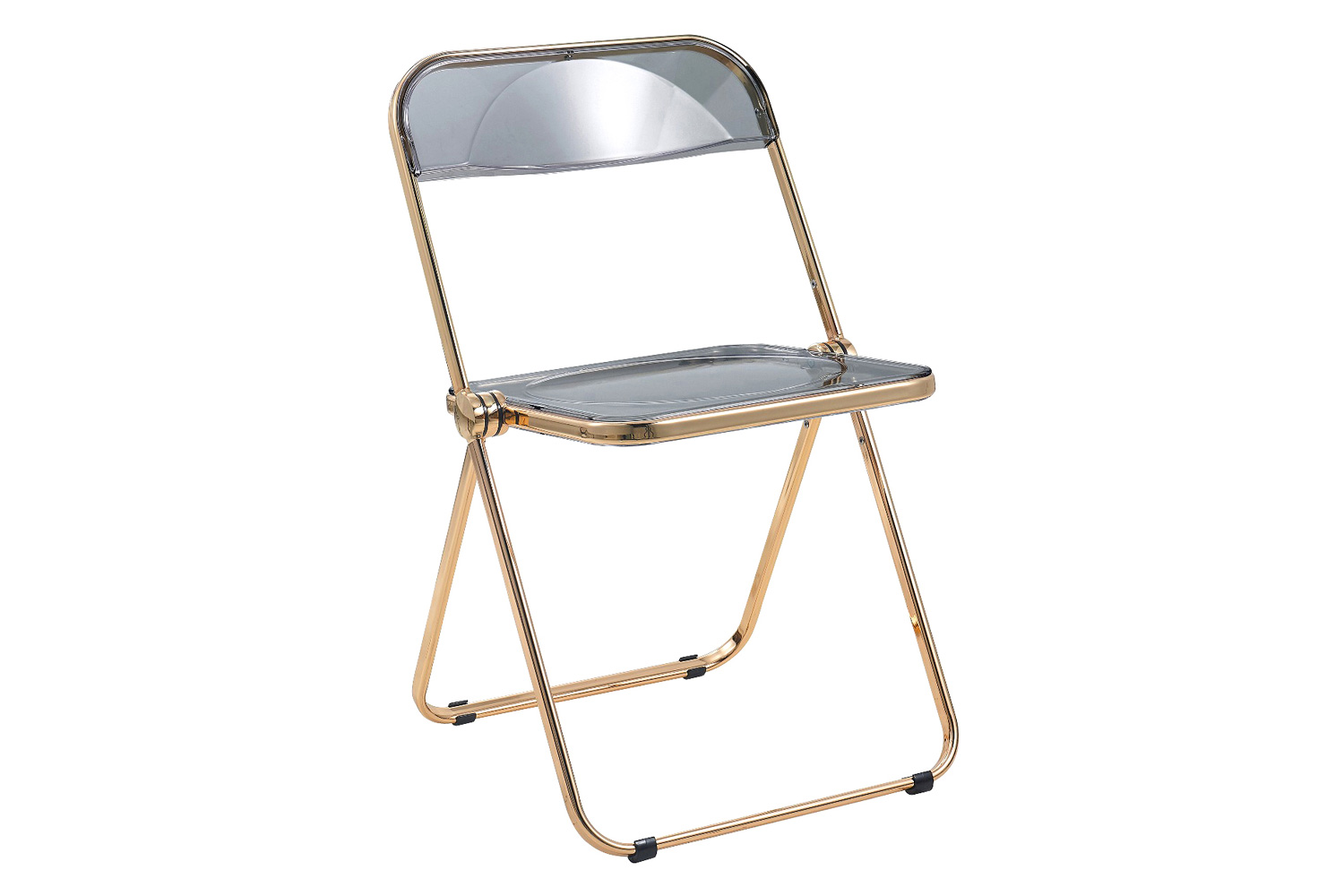 LeisureMod Lawrence Acrylic Folding Chair with Chrome Metal Frame