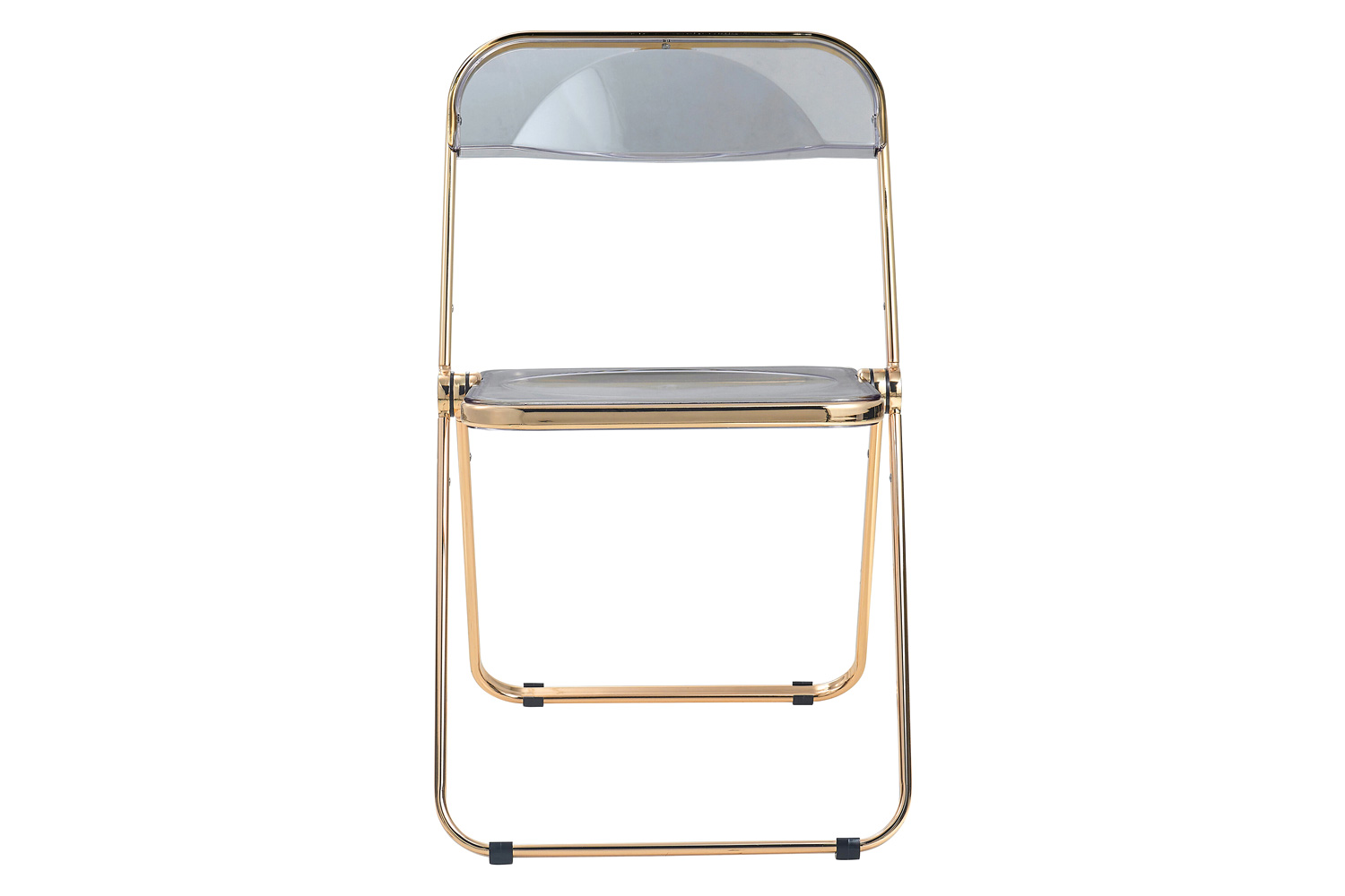 LeisureMod Lawrence Acrylic Folding Chair with Gold Metal Frame - Transparent/Black