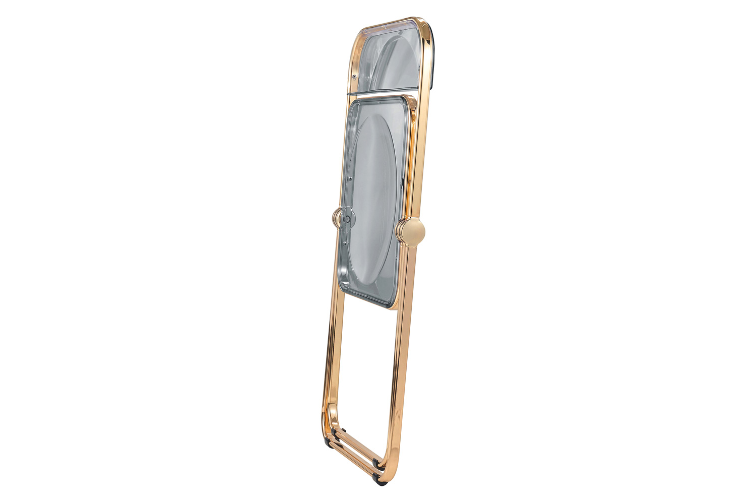 LeisureMod Lawrence Acrylic Folding Chair with Gold Metal Frame - Transparent/Black