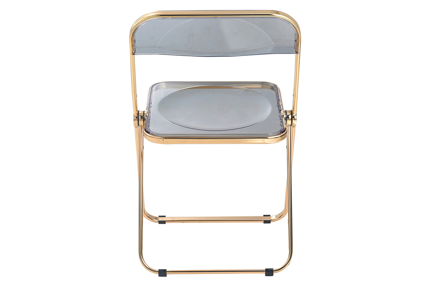 LeisureMod Lawrence Acrylic Folding Chair with Gold Metal Frame - Transparent/Black