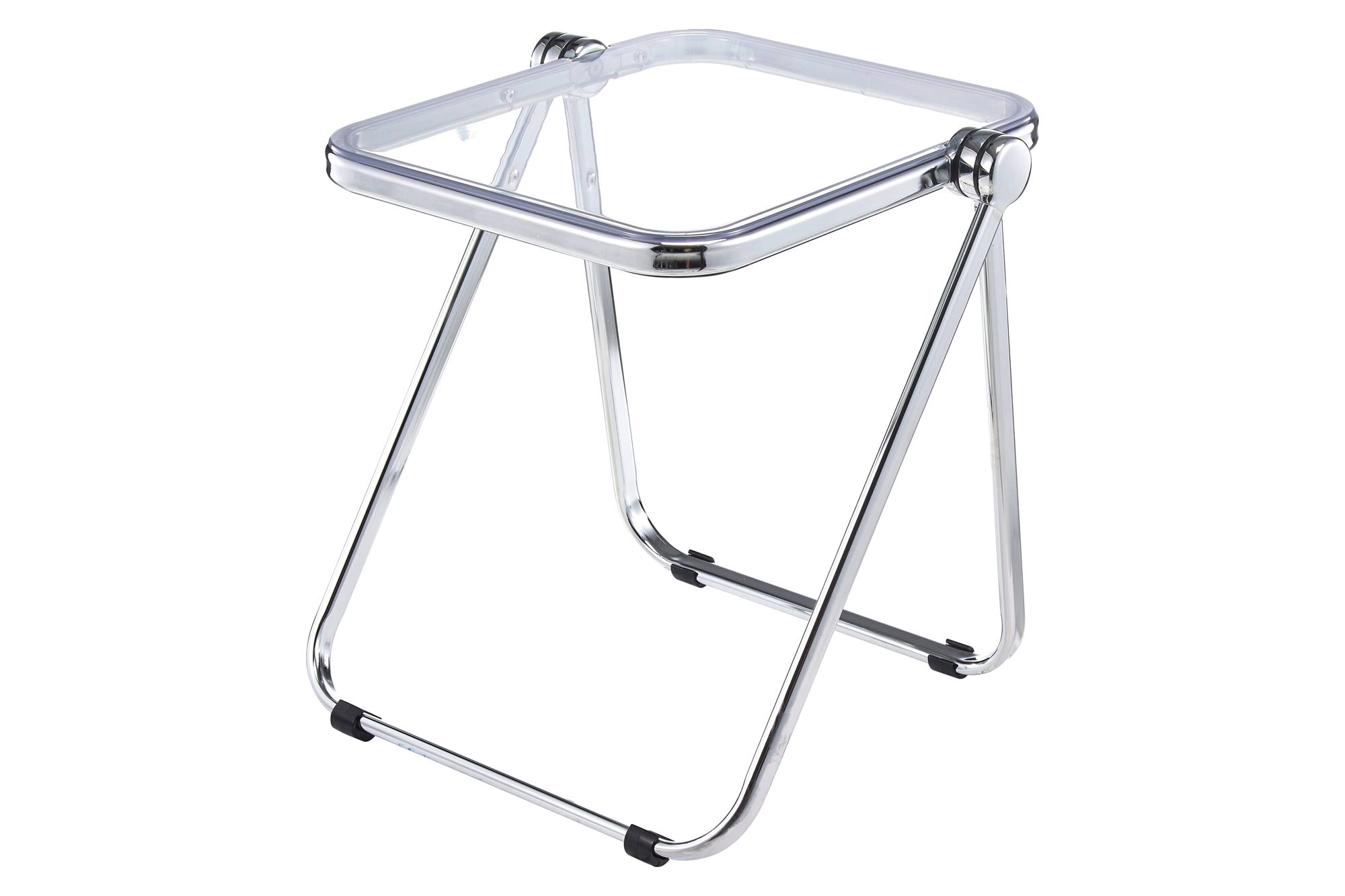 LeisureMod Lawrence Modern Rectangular Folding Side Table in Chrome Finish with Plastic Tabletop and Aluminum Frame