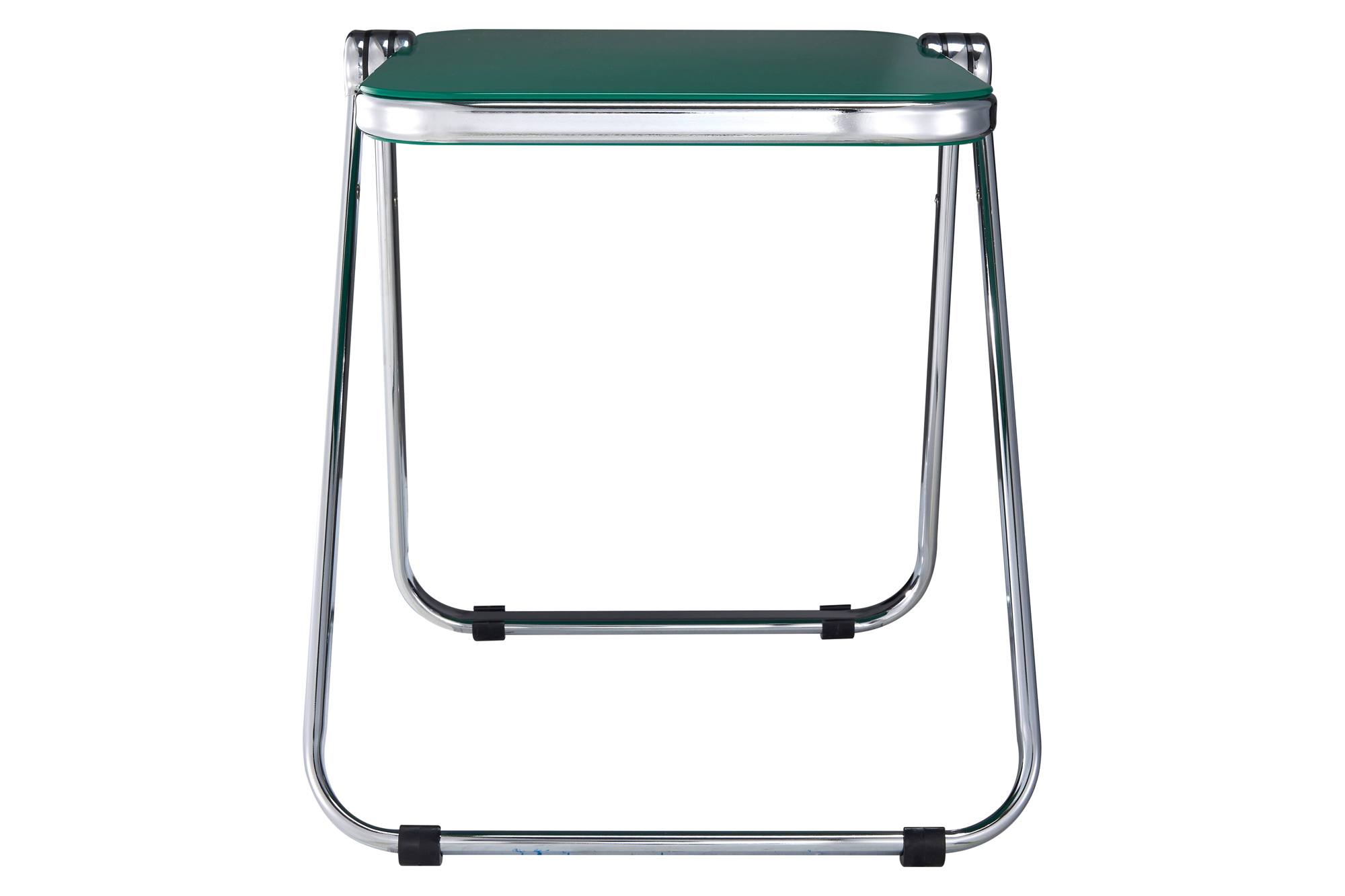 LeisureMod Lawrence Modern Rectangular Folding Side Table in Chrome Finish with Plastic Tabletop and Aluminum Frame - Green