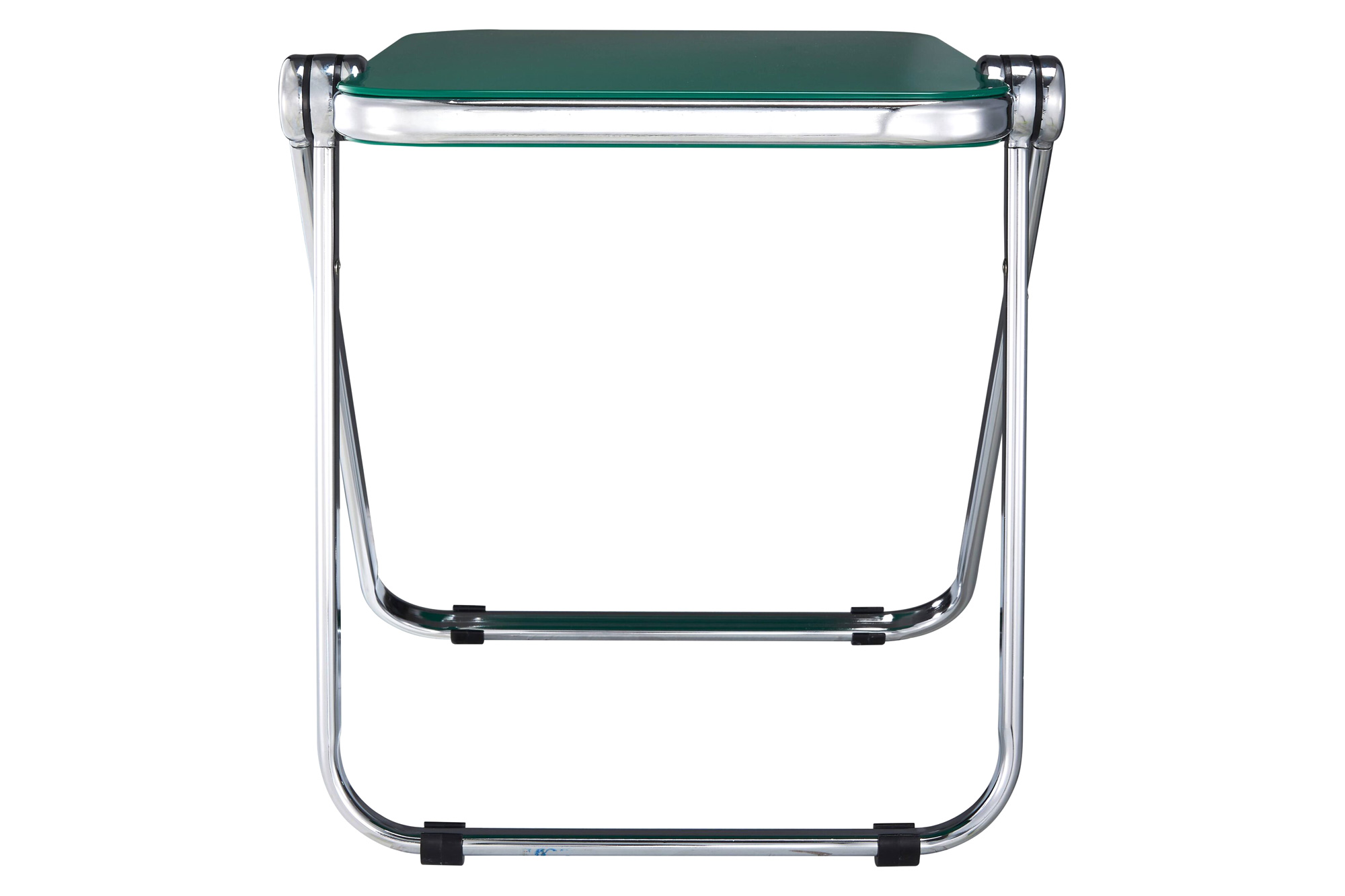 LeisureMod Lawrence Modern Rectangular Folding Side Table in Chrome Finish with Plastic Tabletop and Aluminum Frame - Green