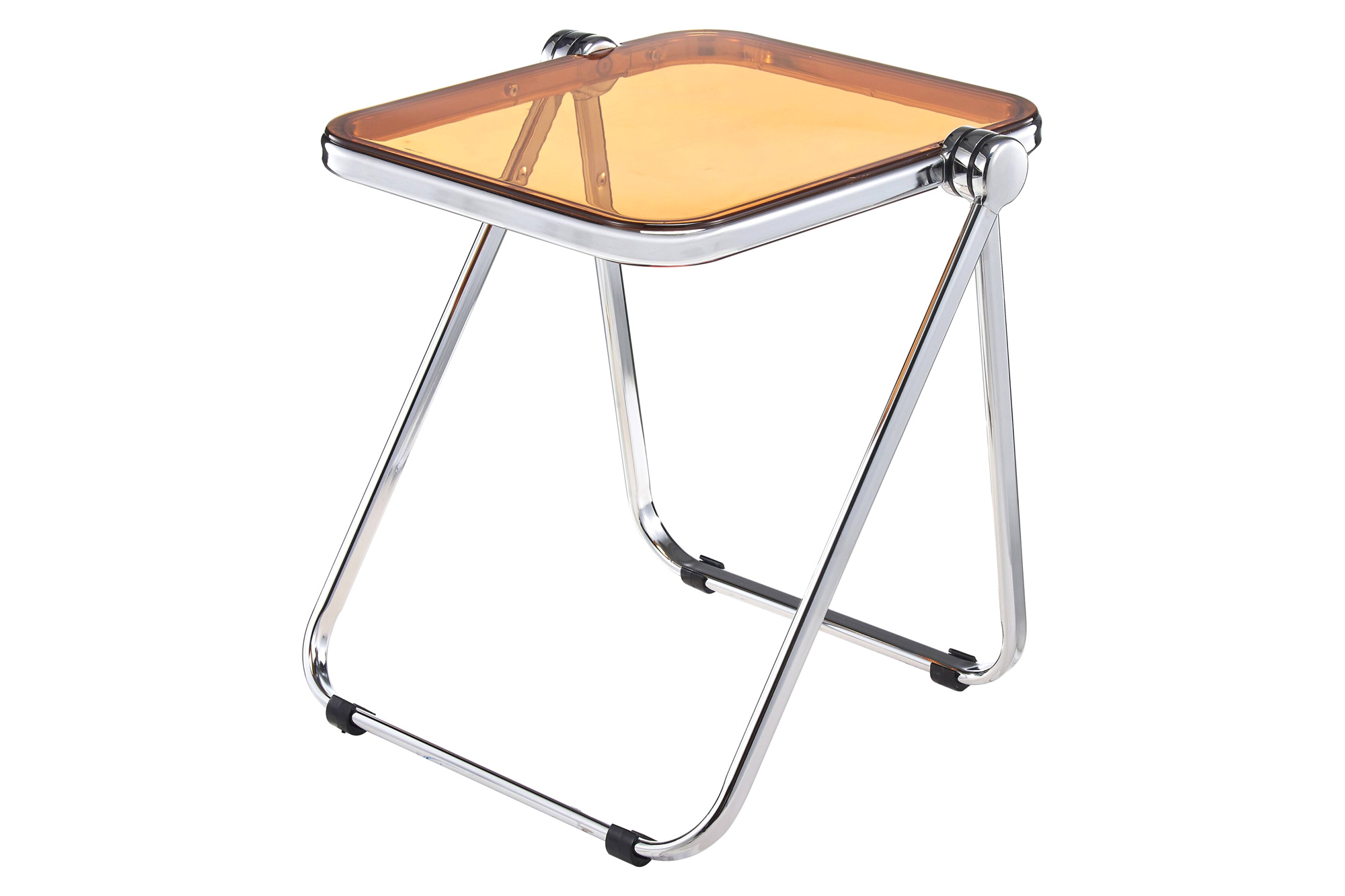 LeisureMod Lawrence Modern Rectangular Folding Side Table in Chrome Finish with Plastic Tabletop and Aluminum Frame