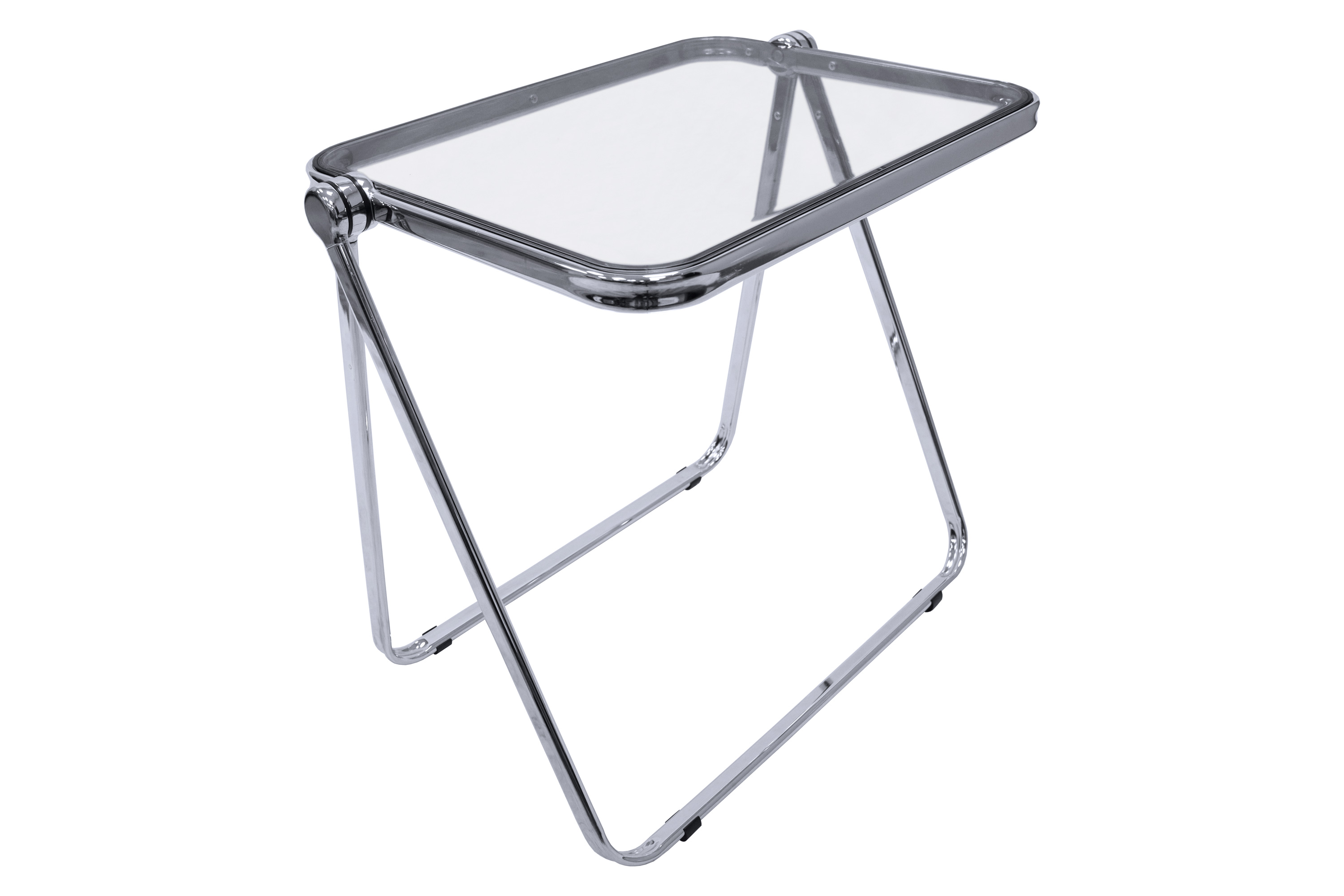 LeisureMod Lawrence Mid-Century Modern Square Folding End Table with Plastic Top and Iron Frame