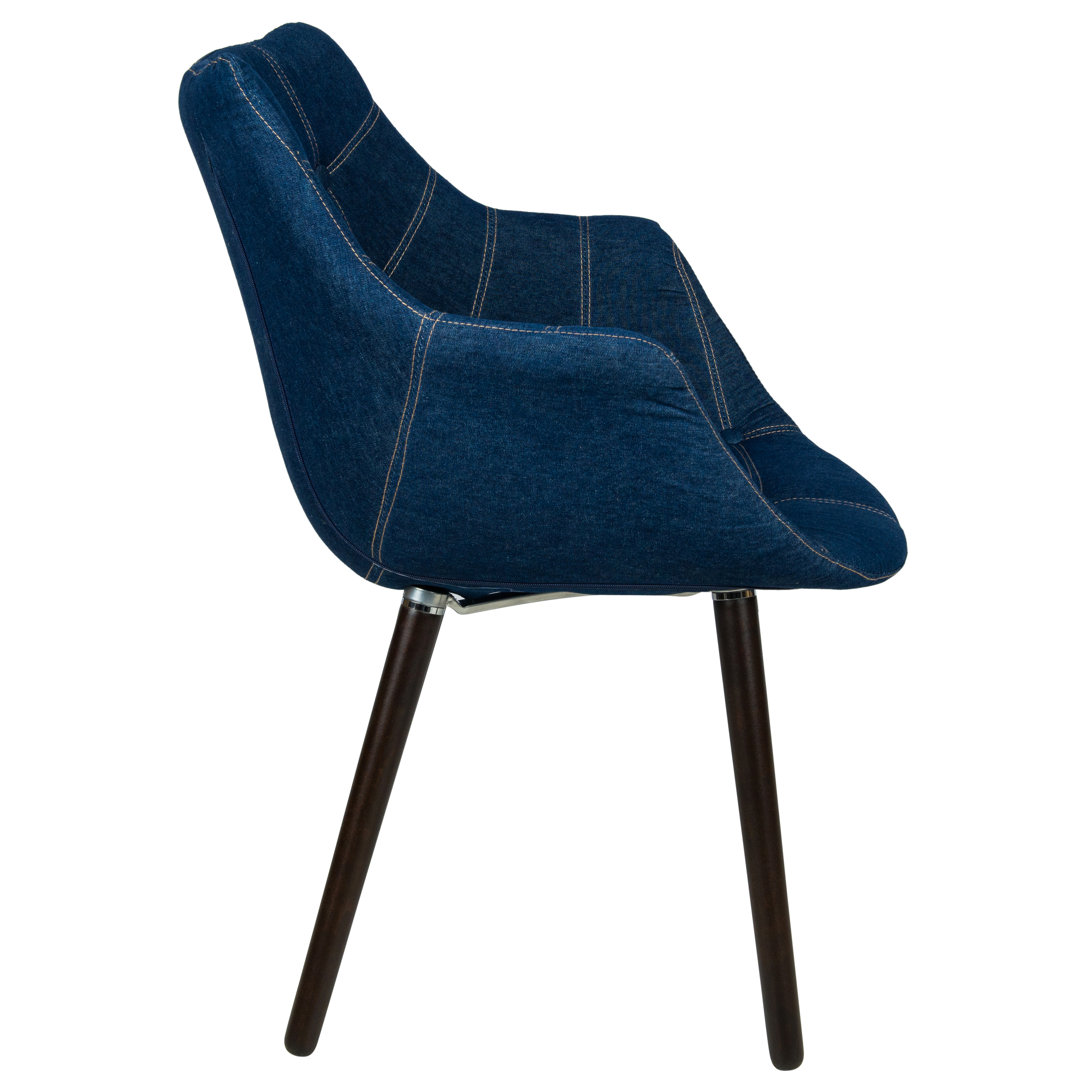 LeisureMod™ Milburn Tufted Denim Lounge Chair