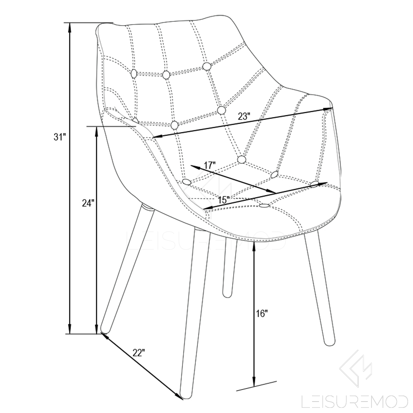 LeisureMod™ Milburn Tufted Denim Lounge Chair