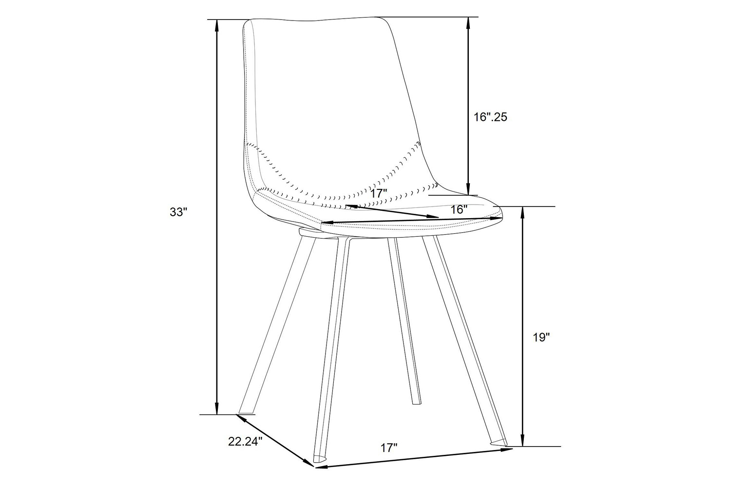 LeisureMod Markley Modern Leather Dining Chair with Black Metal  Legs - Charcoal/Black