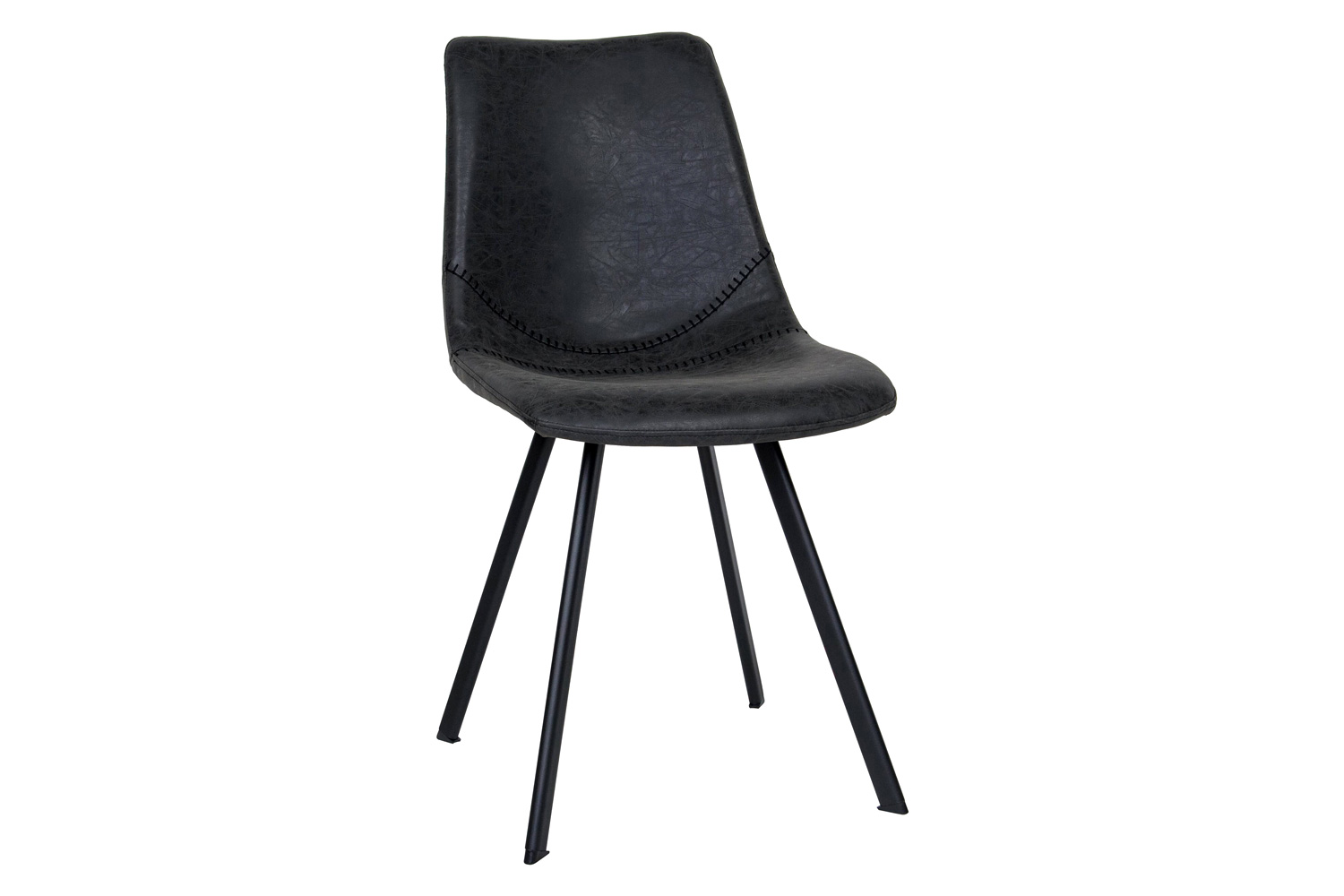 LeisureMod Markley Modern Leather Dining Chair with Black Metal Legs