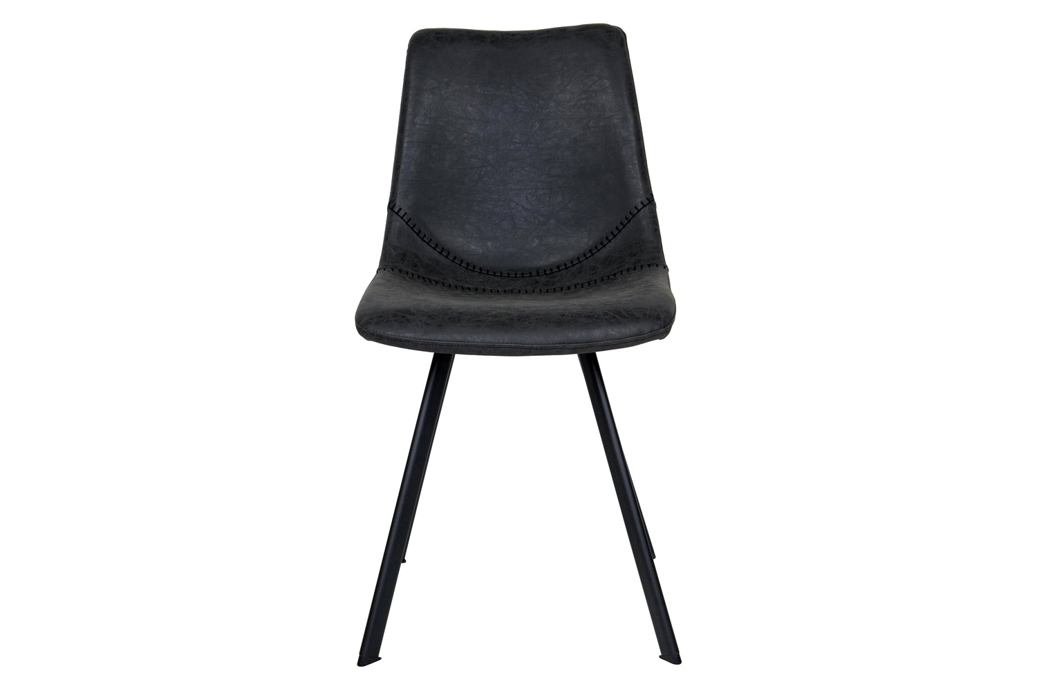 LeisureMod Markley Modern Leather Dining Chair with Black Metal  Legs - Charcoal/Black