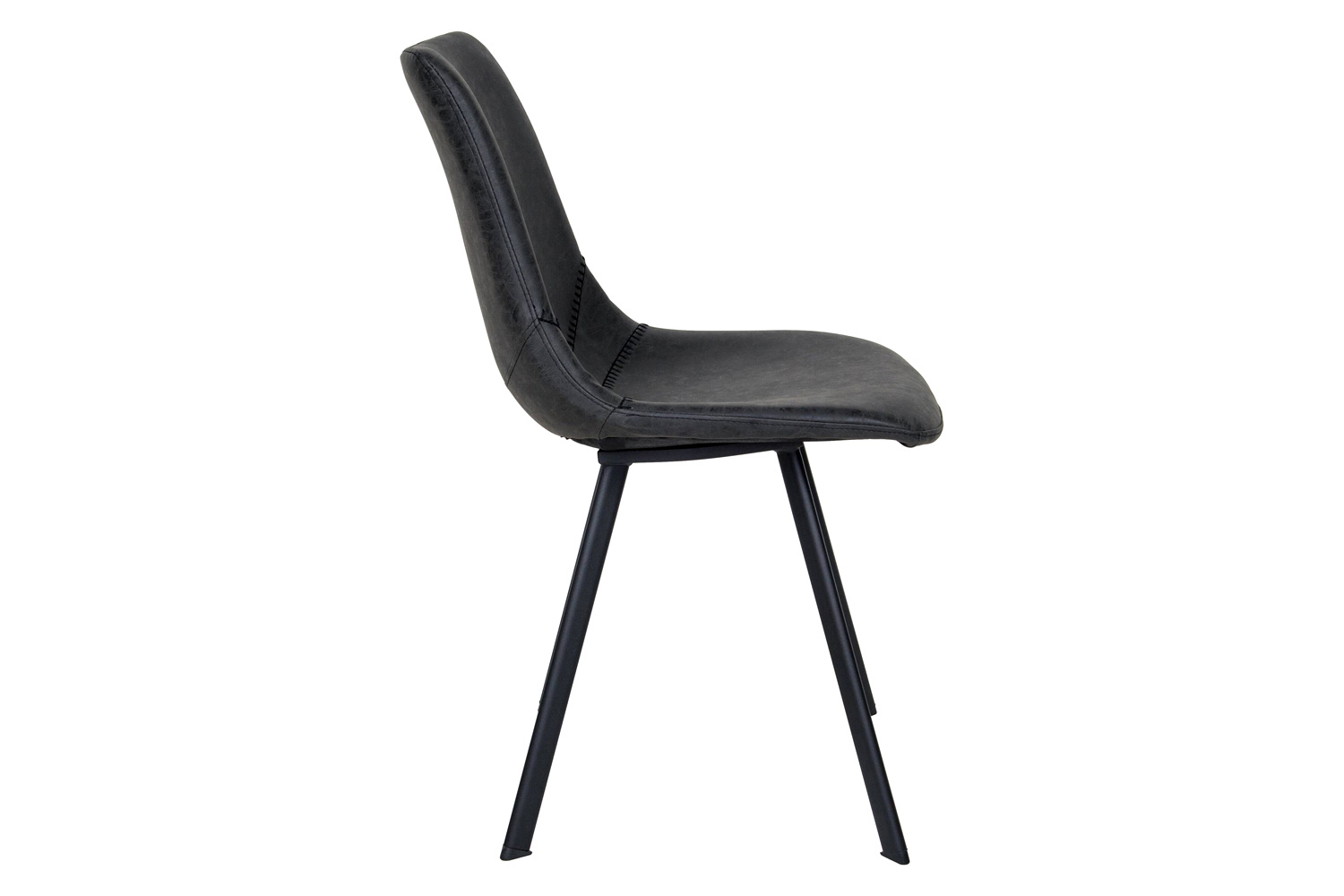 LeisureMod Markley Modern Leather Dining Chair with Black Metal  Legs - Charcoal/Black