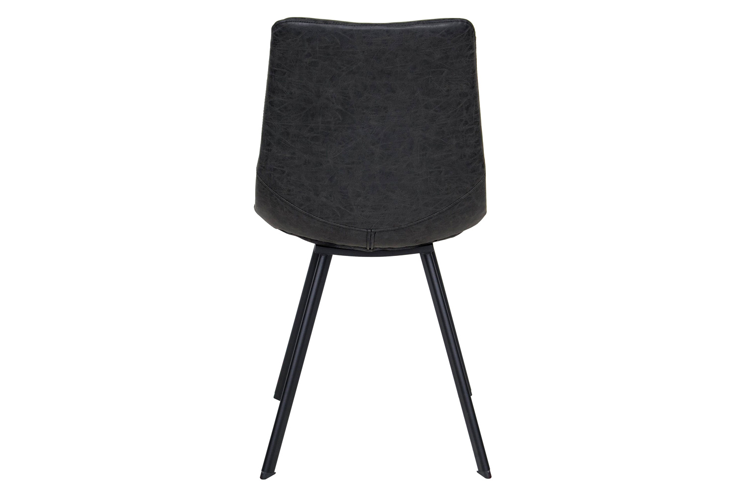 LeisureMod Markley Modern Leather Dining Chair with Black Metal  Legs - Charcoal/Black