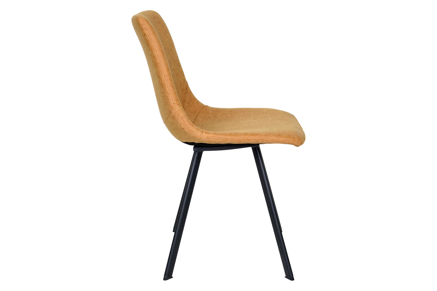 LeisureMod Markley Modern Leather Dining Chair with Black Metal  Legs - Light Brown