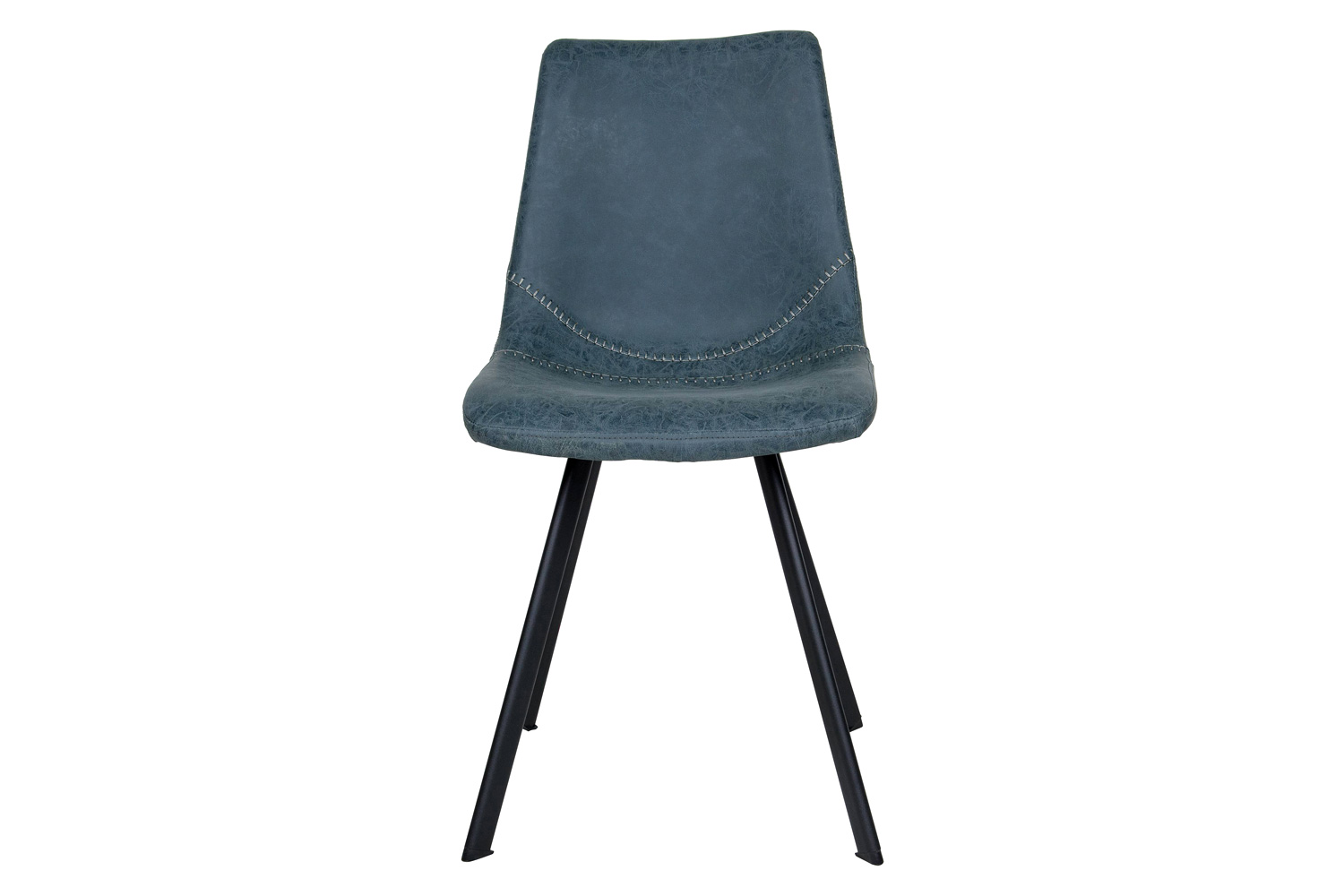 LeisureMod Markley Modern Leather Dining Chair with Black Metal  Legs - Peacock/Blue