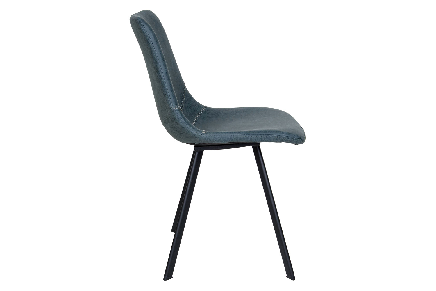 LeisureMod Markley Modern Leather Dining Chair with Black Metal  Legs - Peacock/Blue