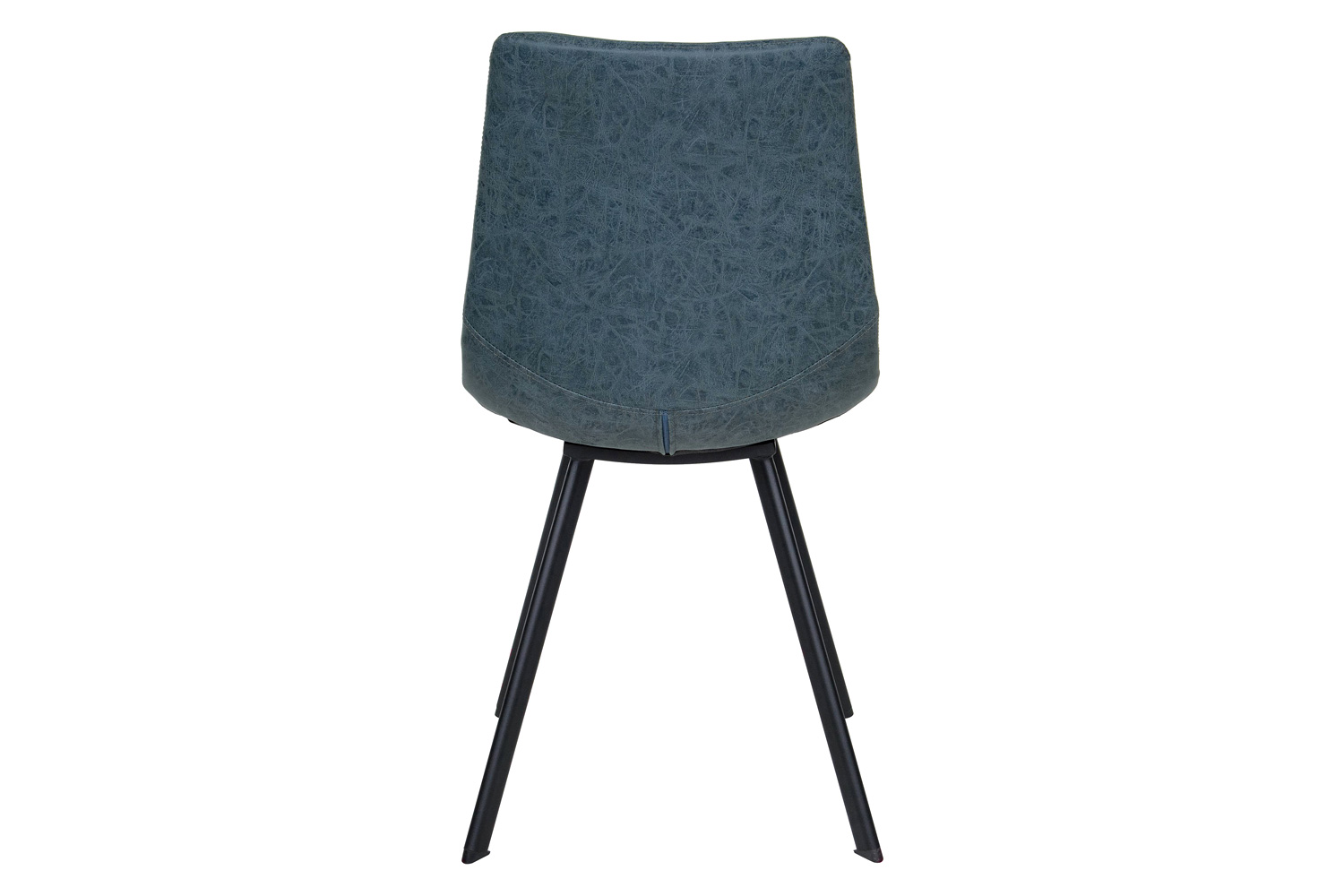 LeisureMod Markley Modern Leather Dining Chair with Black Metal  Legs - Peacock/Blue