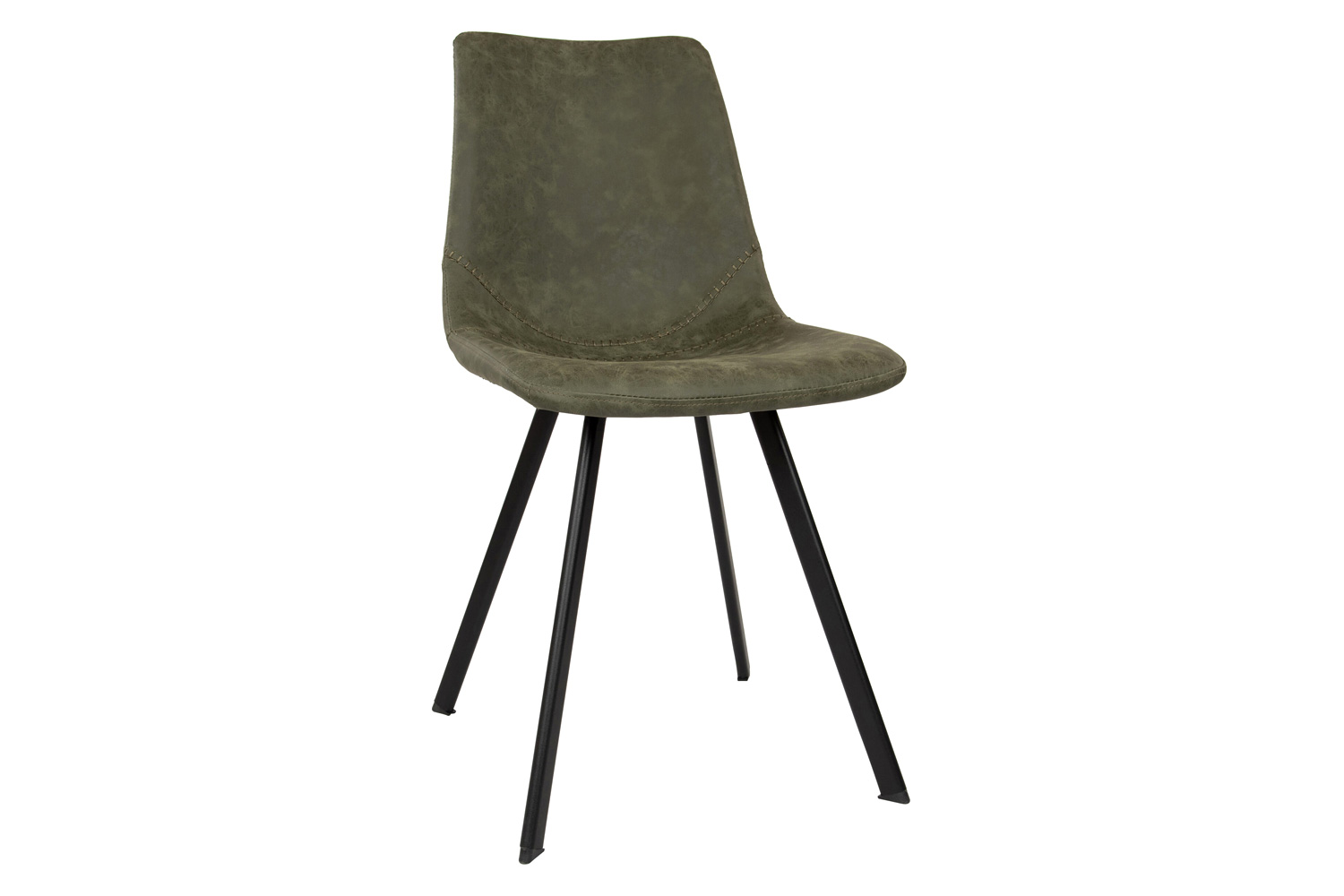 LeisureMod Markley Modern Leather Dining Chair with Black Metal Legs