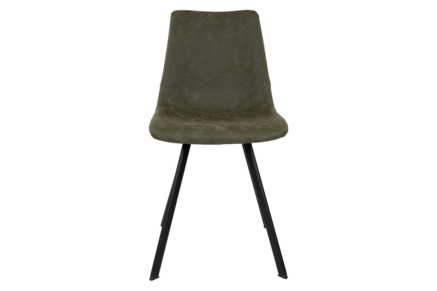 LeisureMod Markley Modern Leather Dining Chair with Black Metal  Legs - Olive Green