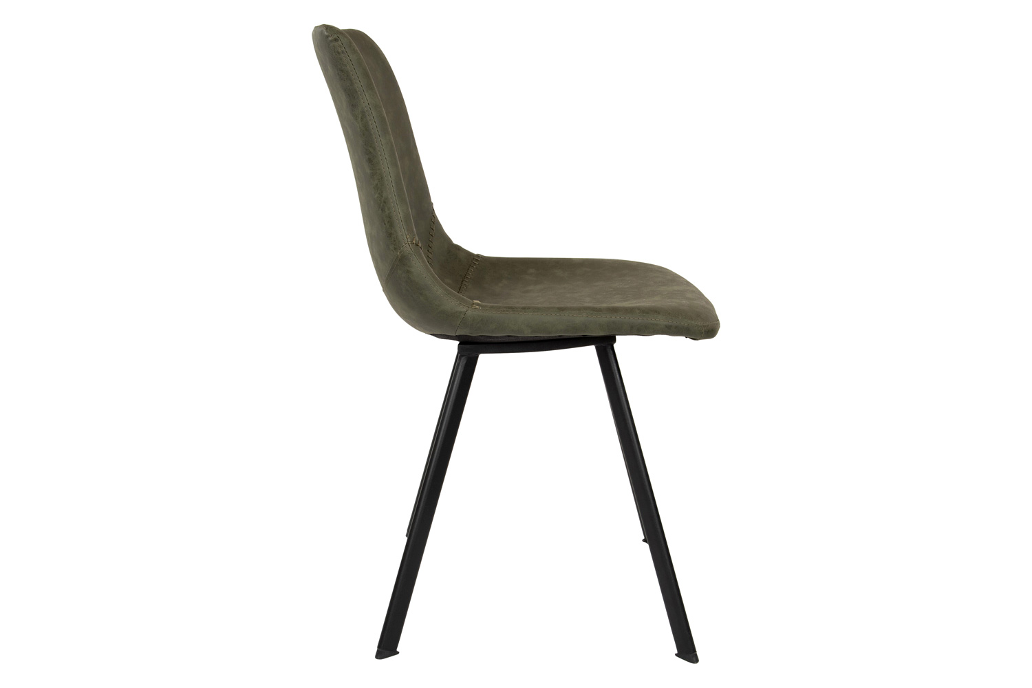 LeisureMod Markley Modern Leather Dining Chair with Black Metal  Legs - Olive Green