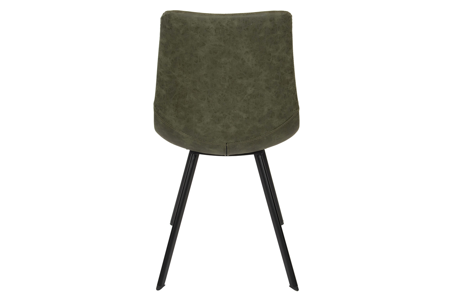 LeisureMod Markley Modern Leather Dining Chair with Black Metal  Legs - Olive Green