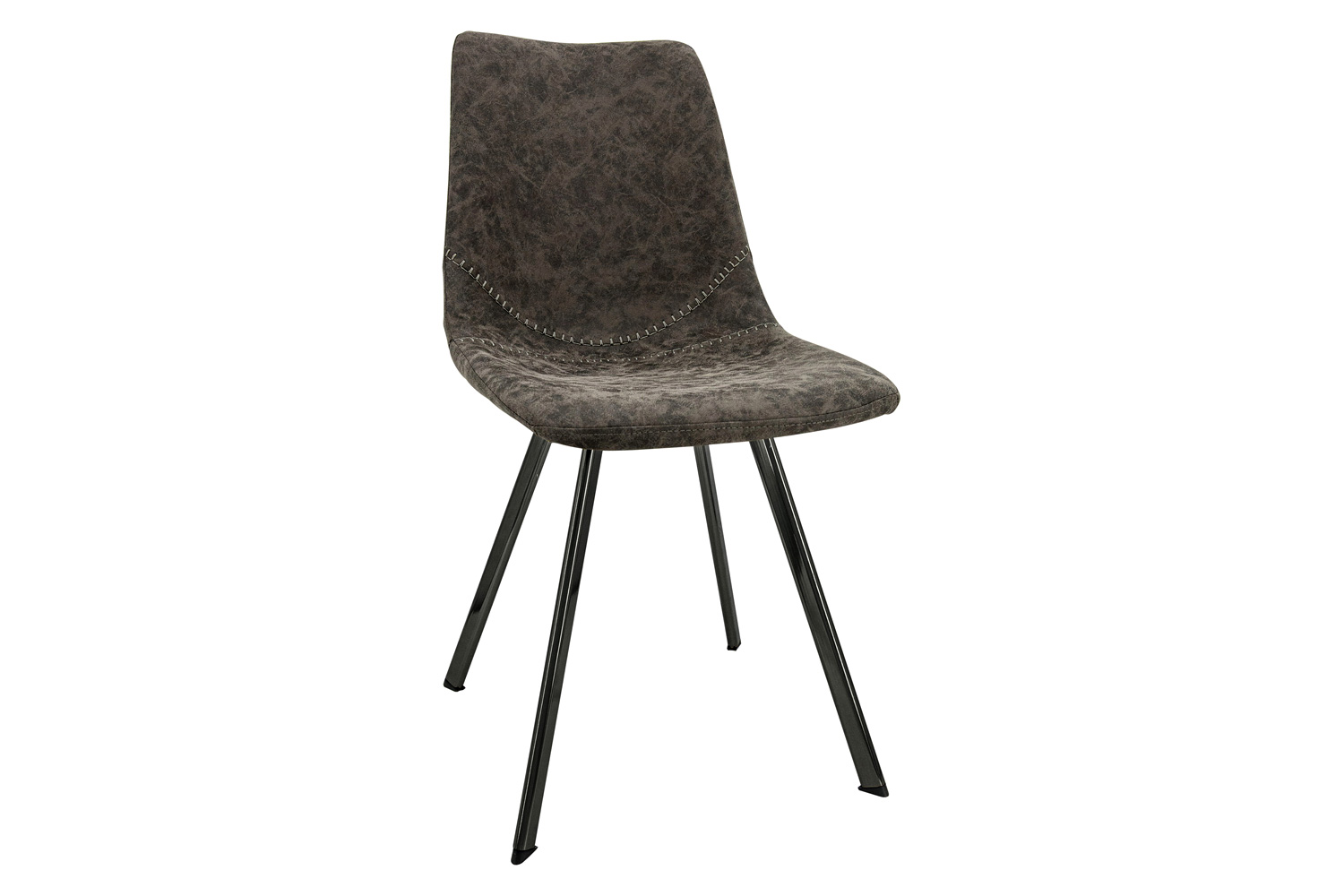 LeisureMod Markley Modern Leather Dining Chair with Black Metal Legs