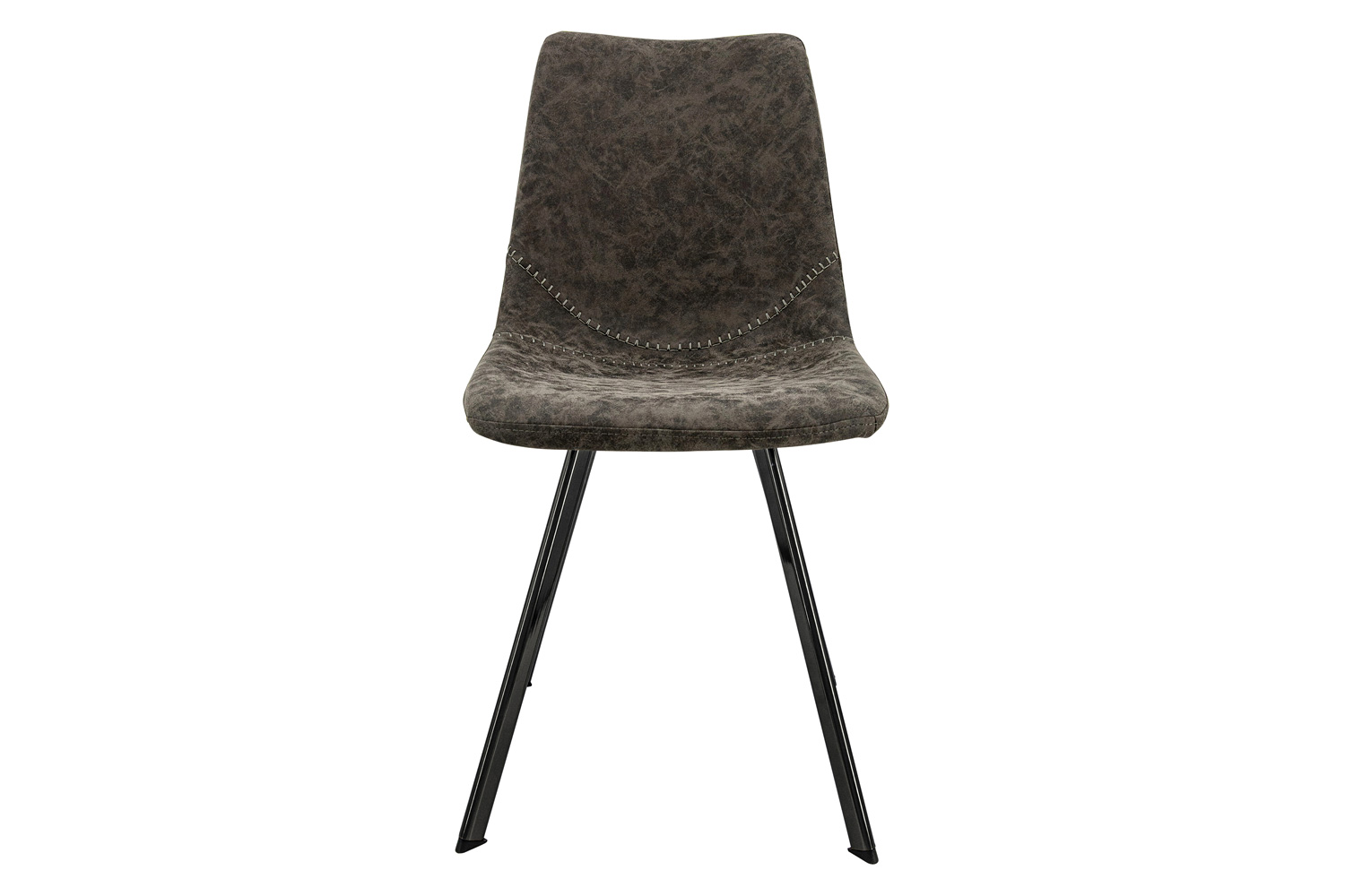 LeisureMod Markley Modern Leather Dining Chair with Black Metal  Legs - Gray