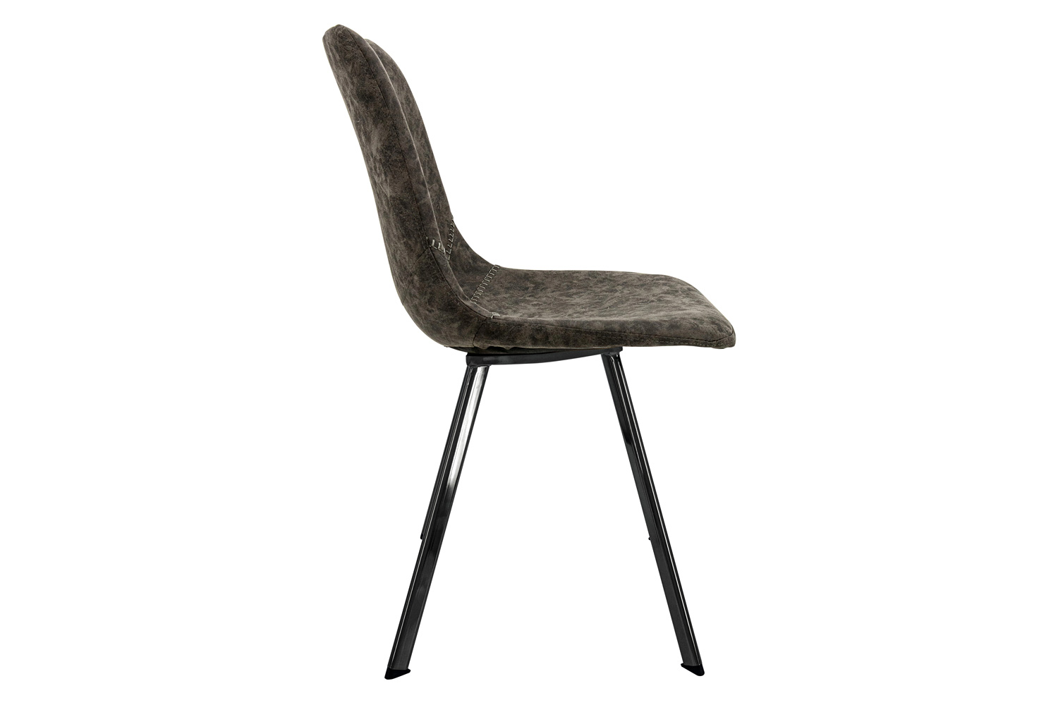 LeisureMod Markley Modern Leather Dining Chair with Black Metal  Legs - Gray