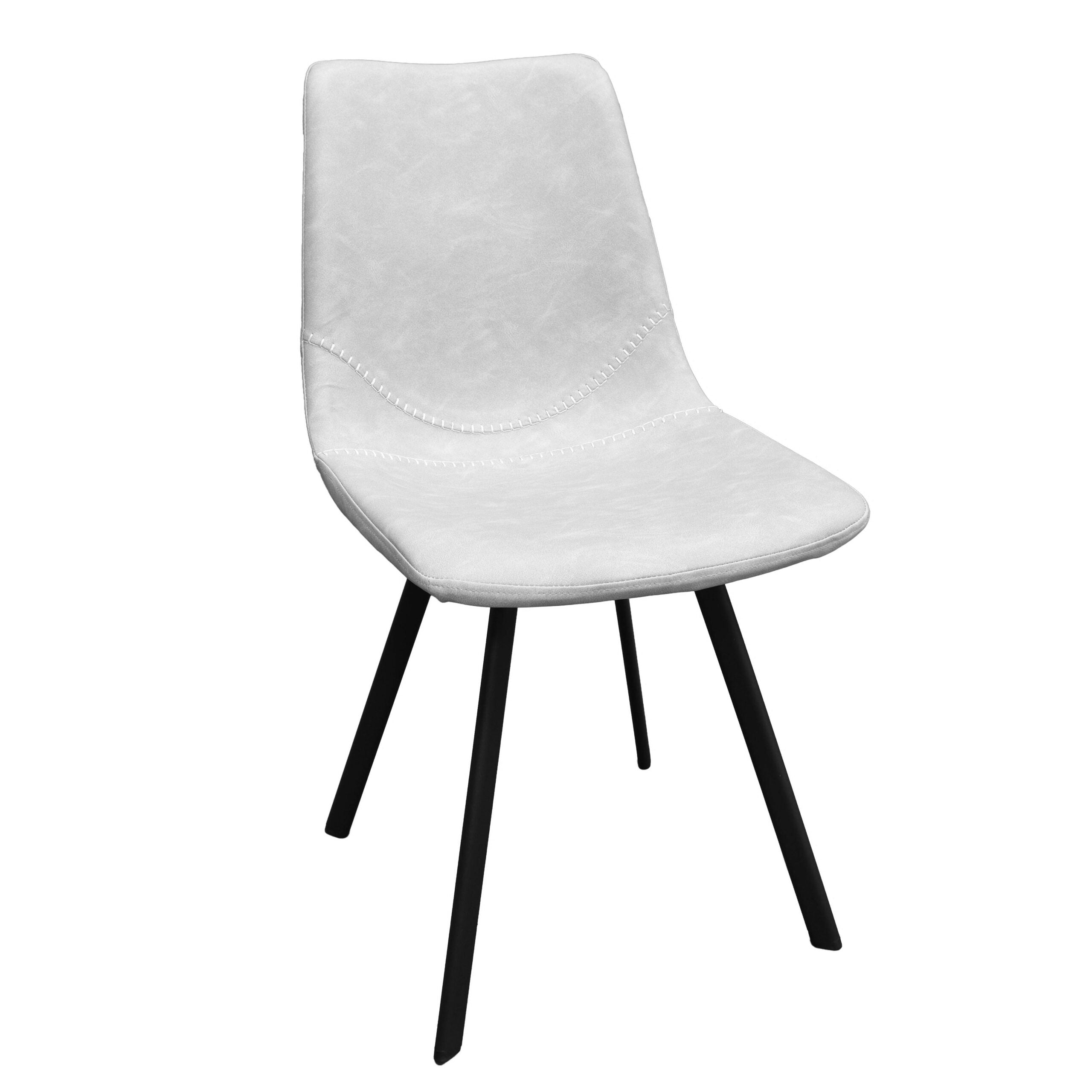 LeisureMod Markley Modern Leather Dining Chair with Black Metal Legs