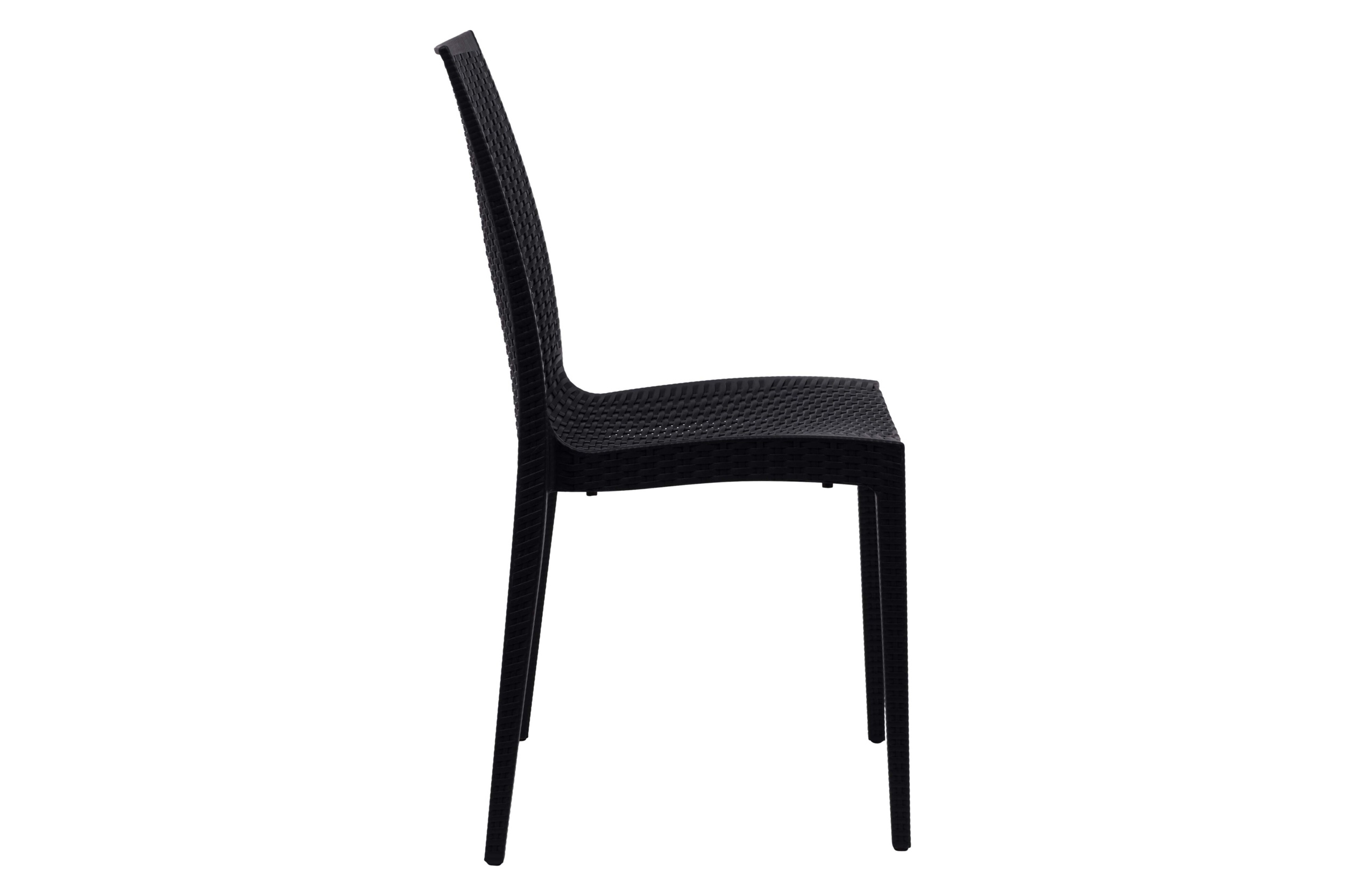 LeisureMod Modern Weave Mace Patio Outdoor Dining Chair - Black