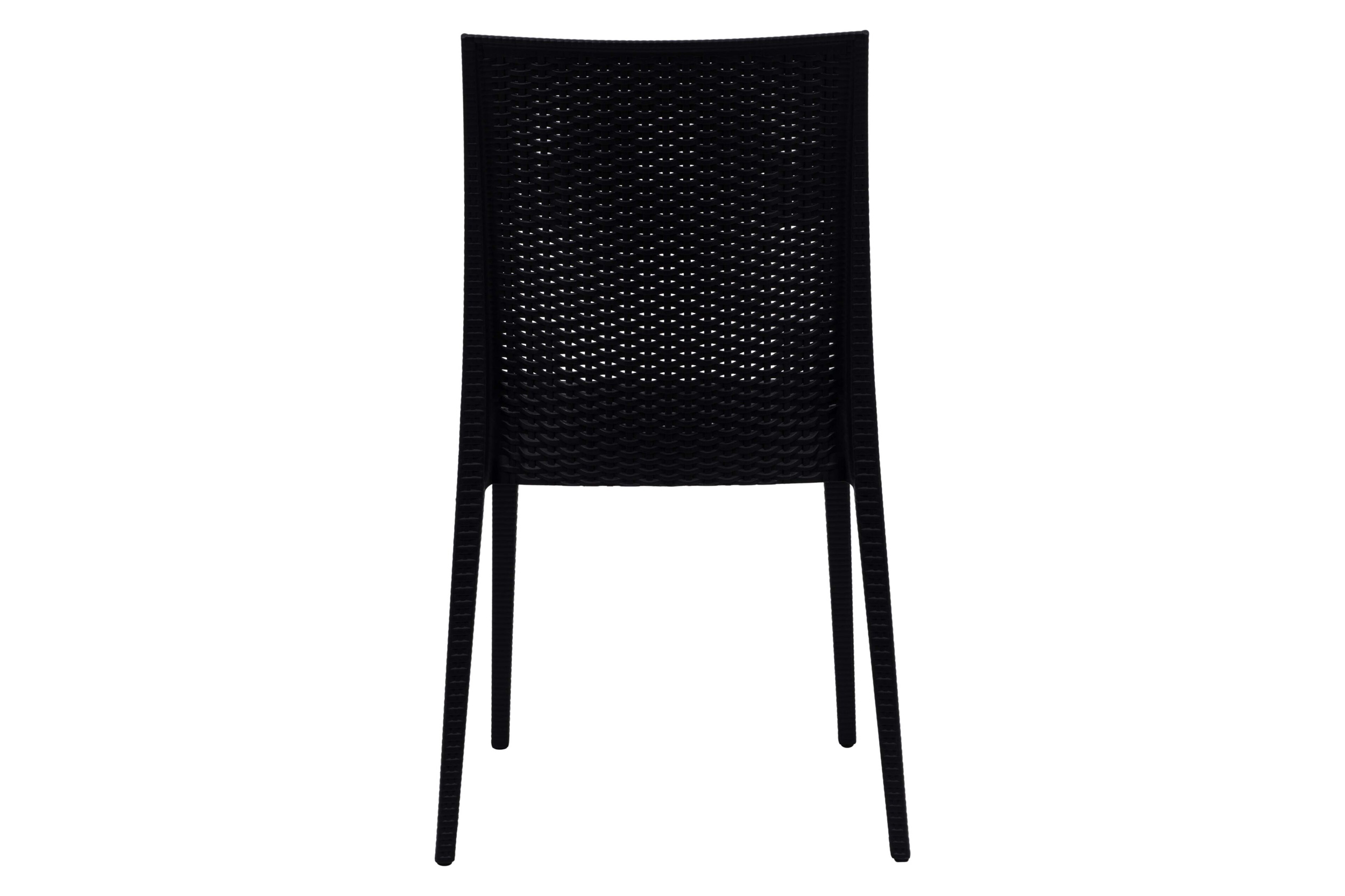 LeisureMod Modern Weave Mace Patio Outdoor Dining Chair - Black