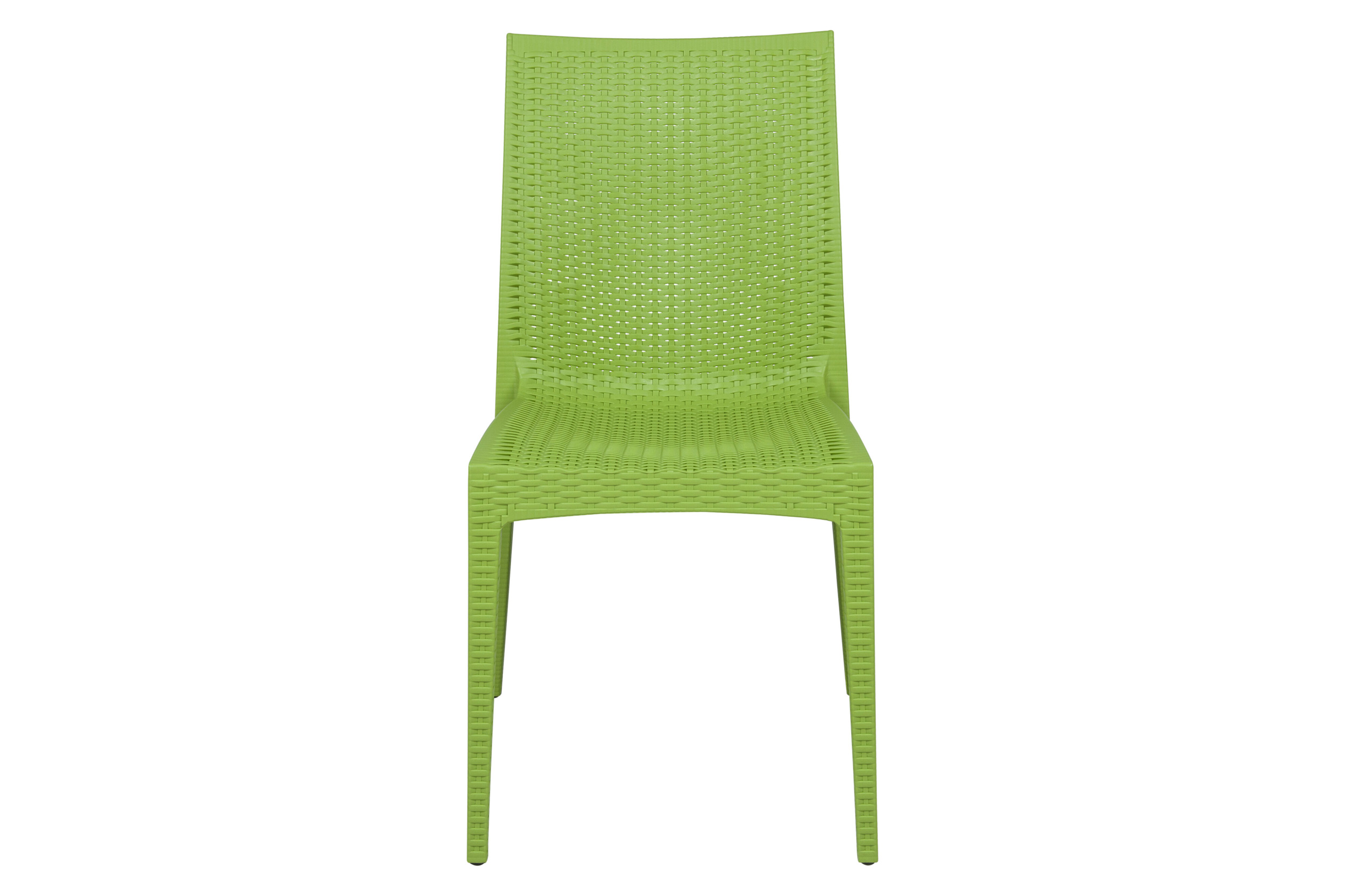 LeisureMod Modern Weave Mace Patio Outdoor Dining Chair - Green